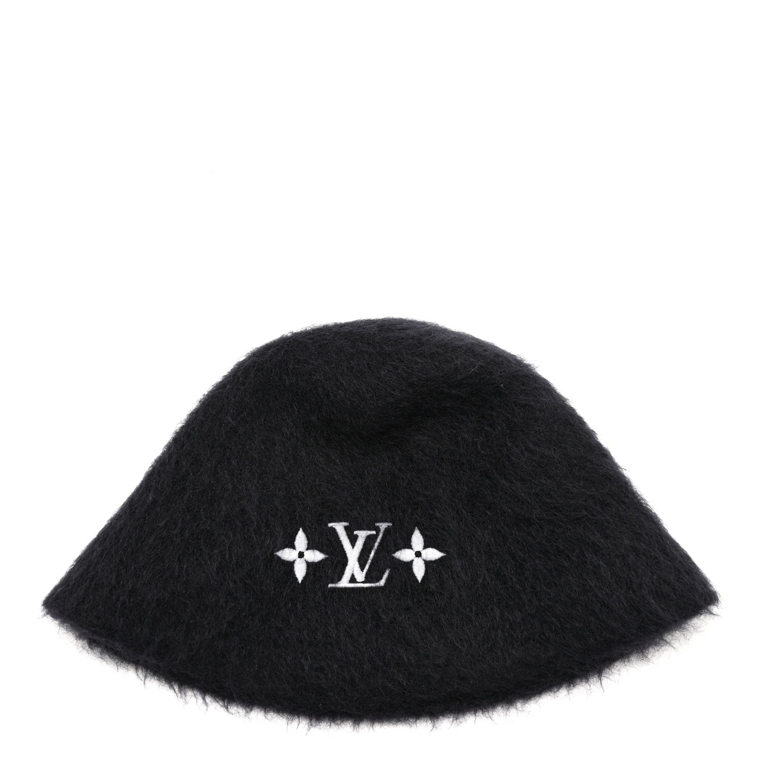 Mohair Wool LV Fluffy Hat Black