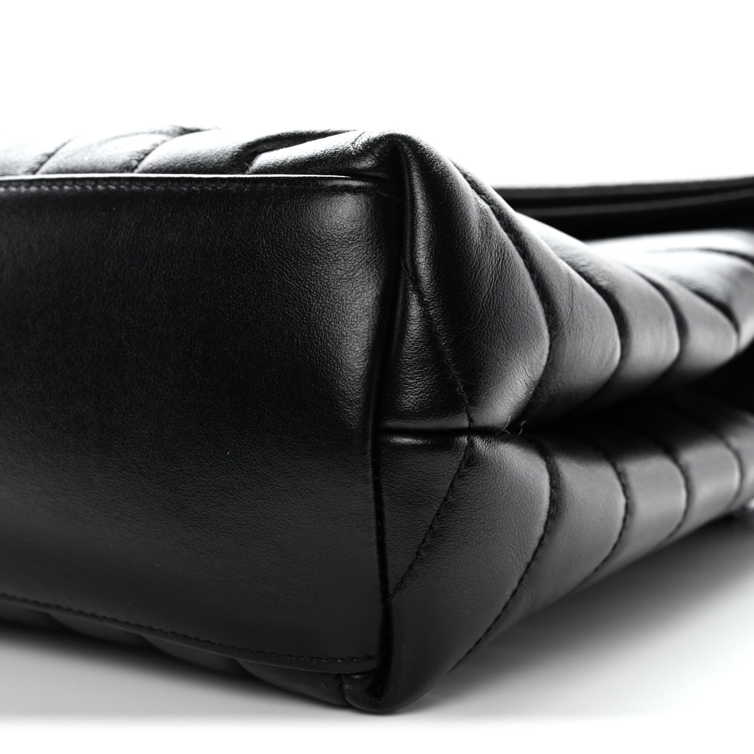 Calfskin Y Quilted Monogram Monochrome Medium Loulou Chain Satchel Black