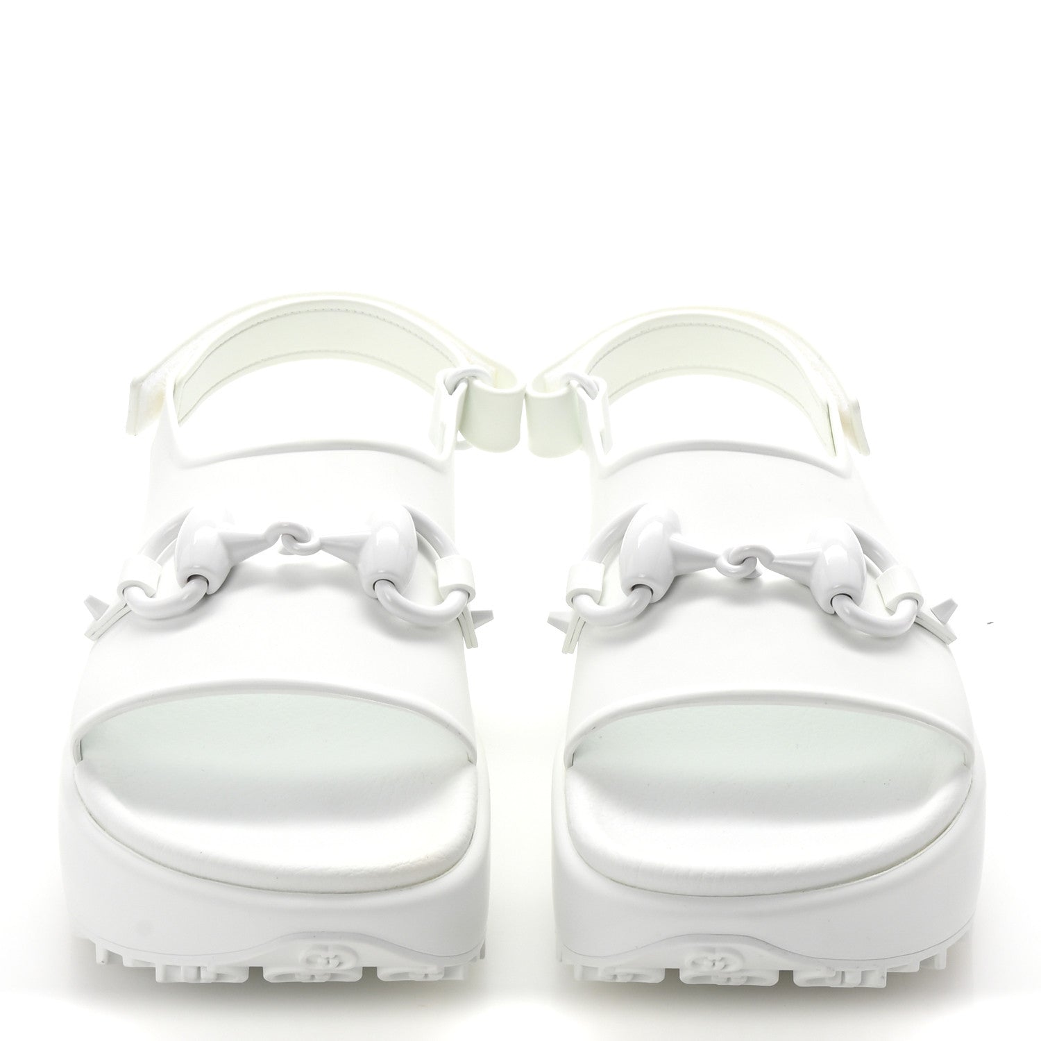 Soft Rubber Horsebit Touch Womens Strapped Sandals 37 Great White