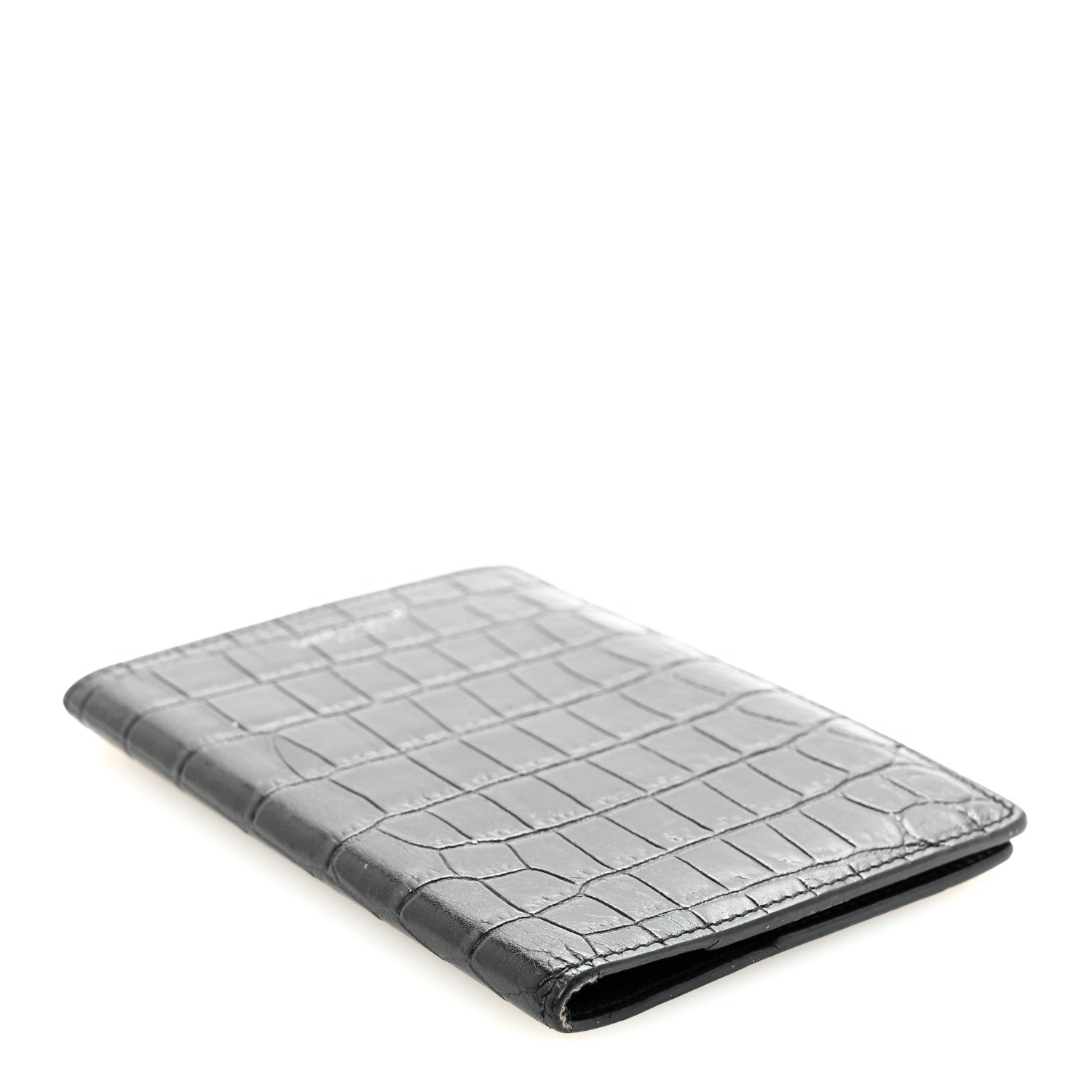 Crocodile Embossed Passport Holder Black