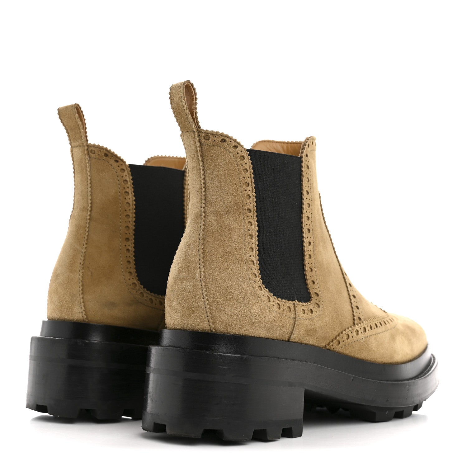 Suede Goatskin Chelsea Ankle Boots 37 Beige Gobi