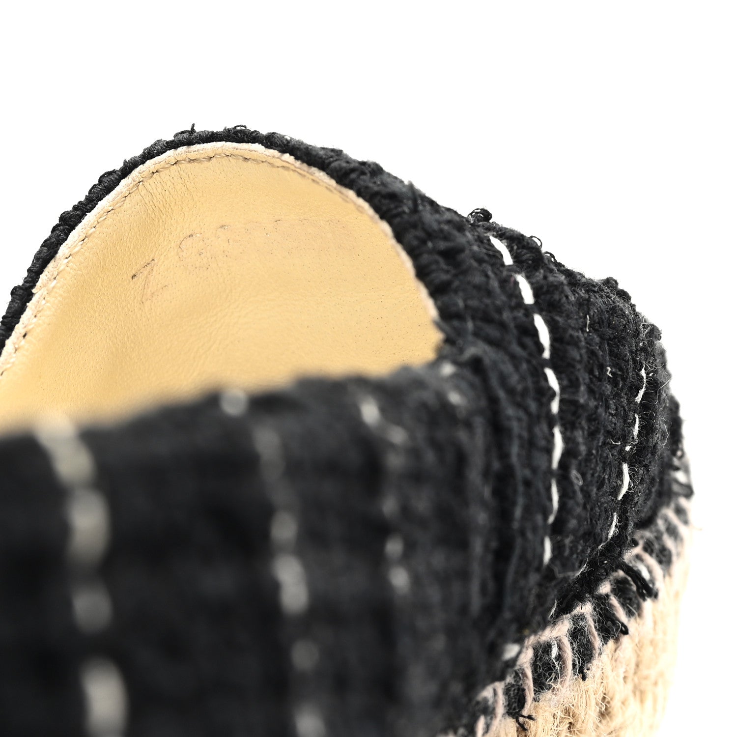 Tweed Patent CC Espadrilles 36 Black White