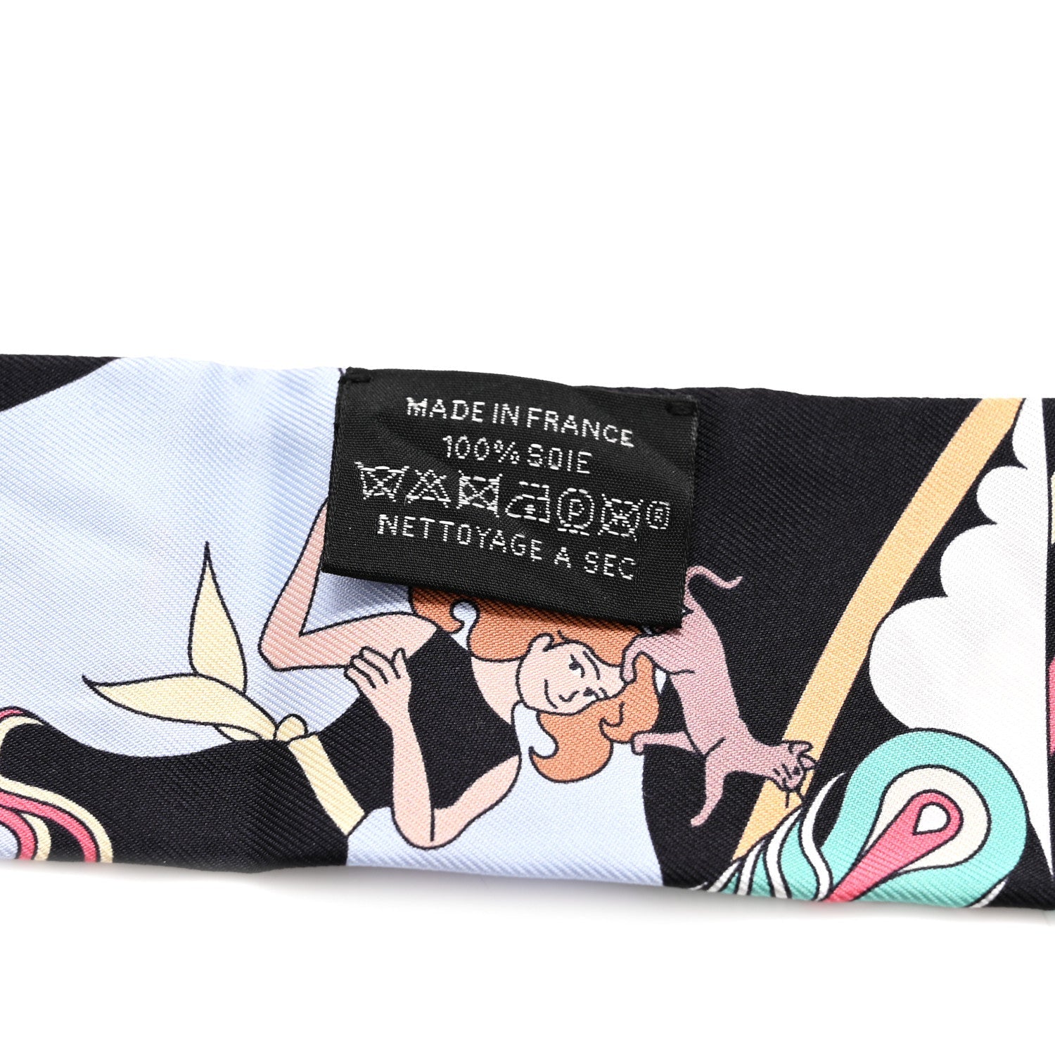 Silk Carres Volants Twilly Black Ciel Multicolor