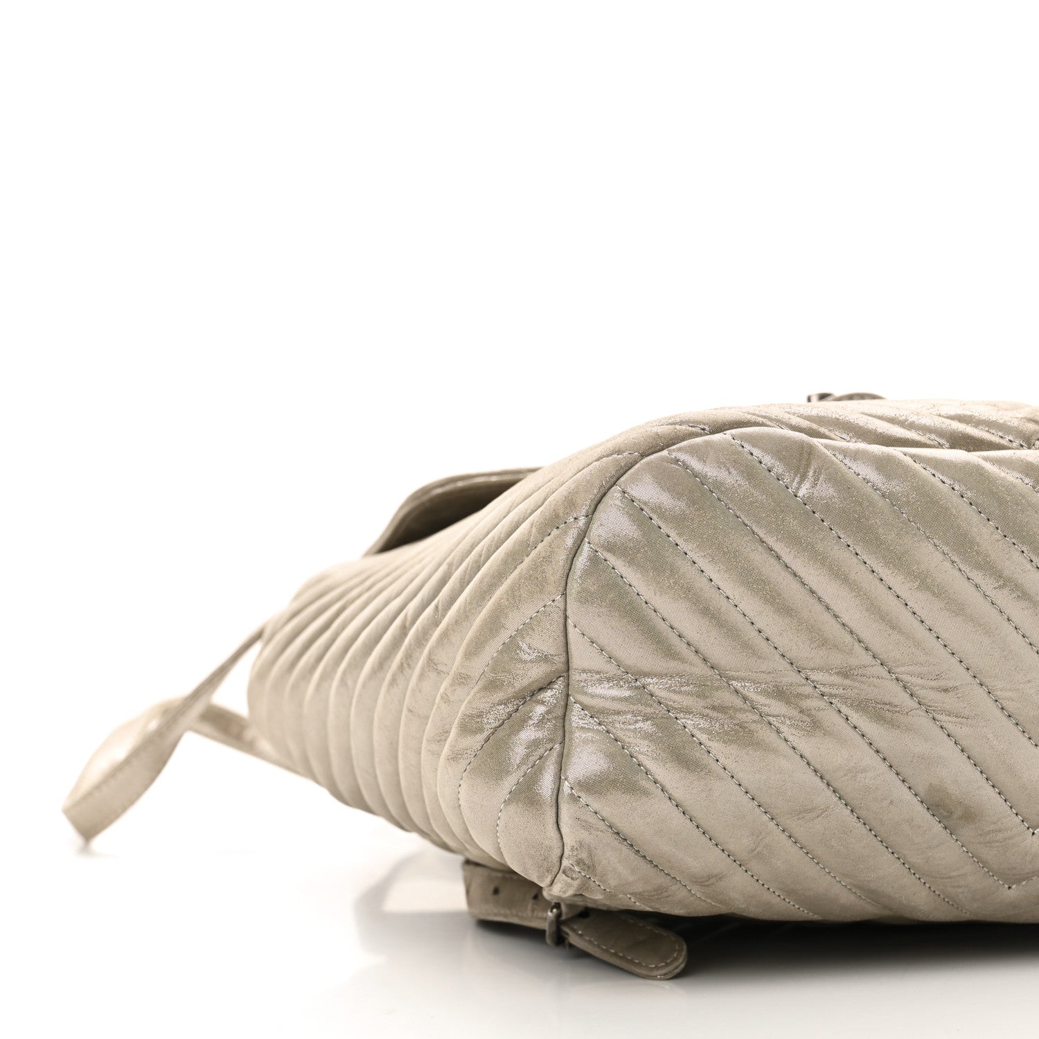 Iridescent Calfskin Chevron Quilted Large Urban Spirit Backpack Silver