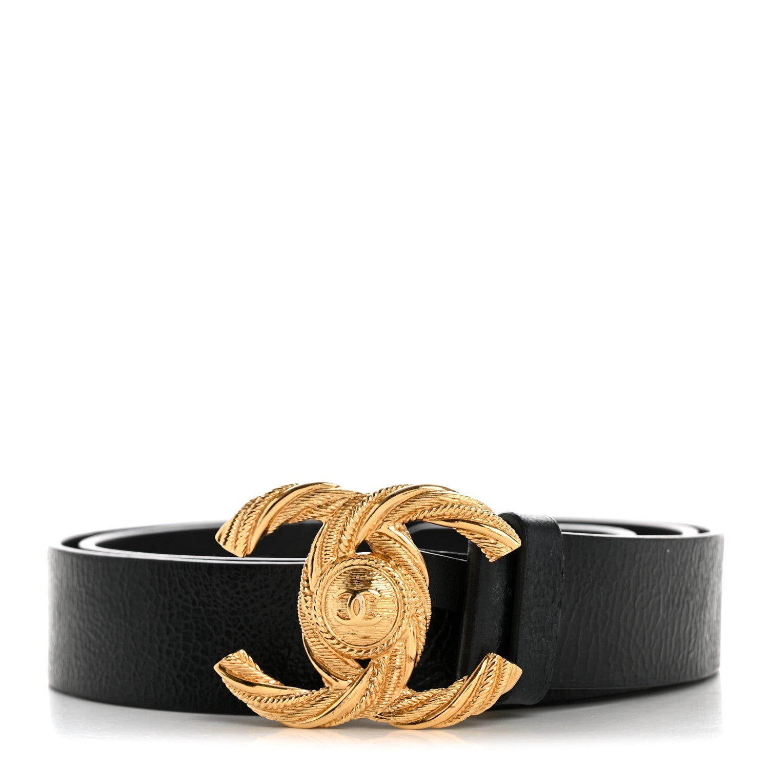 Glazed Calfskin CC Belt 90 36 Black