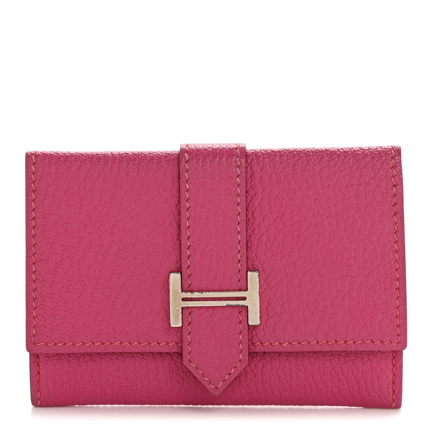 Chevre Mysore Bearn Card Case Wallet Rose Shocking