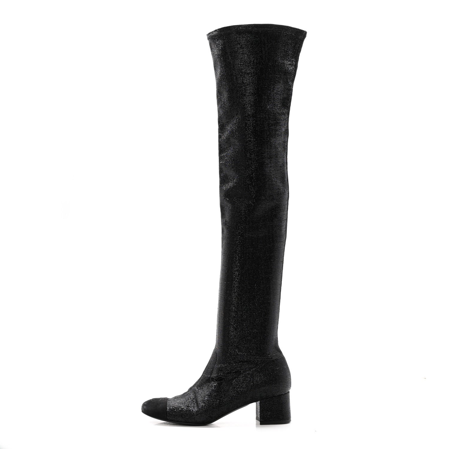 Glitter High Boots 37 Black