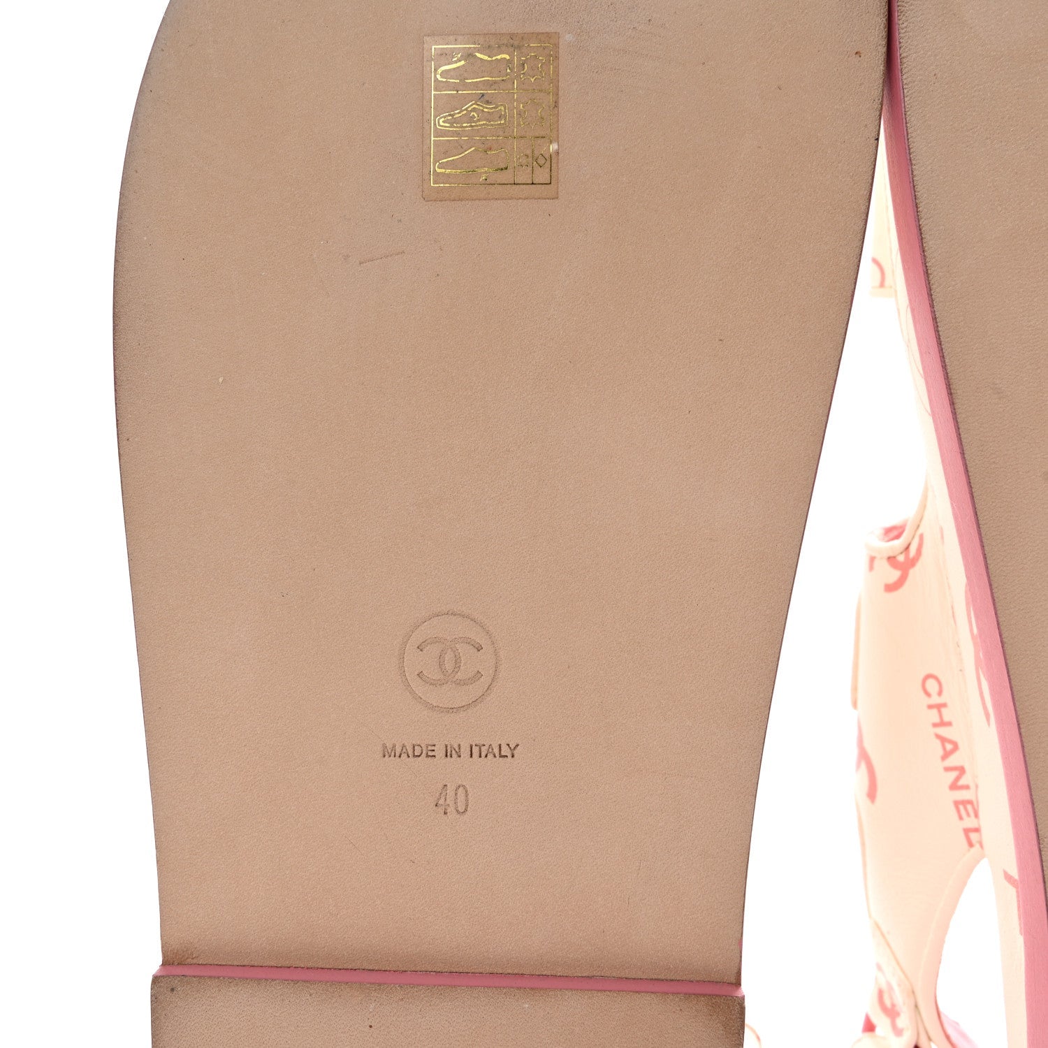 Lambskin Printed CC Velcro Dad Sandals 40 White Pink