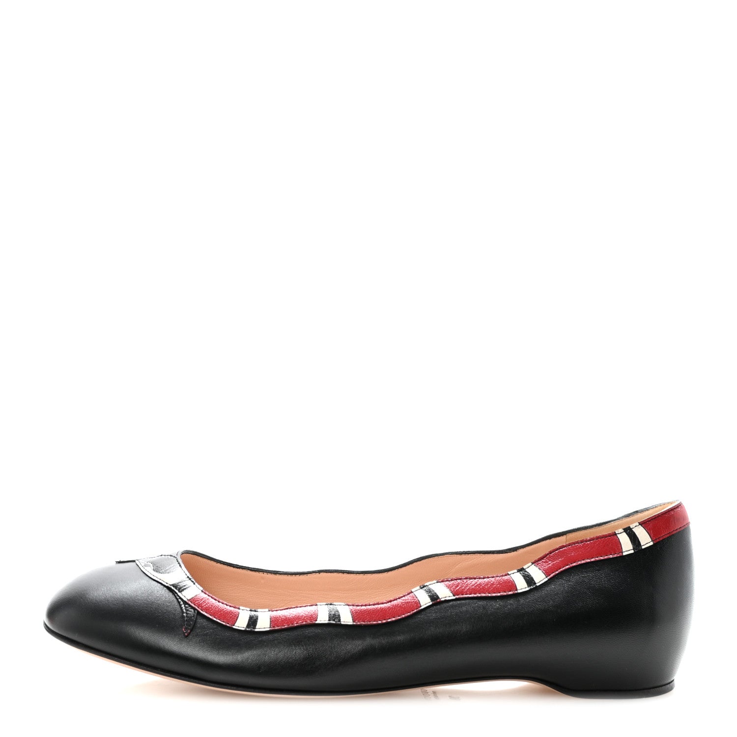 Malaga Kid Snake Ballet Flats 39 Black Hibiscus Red