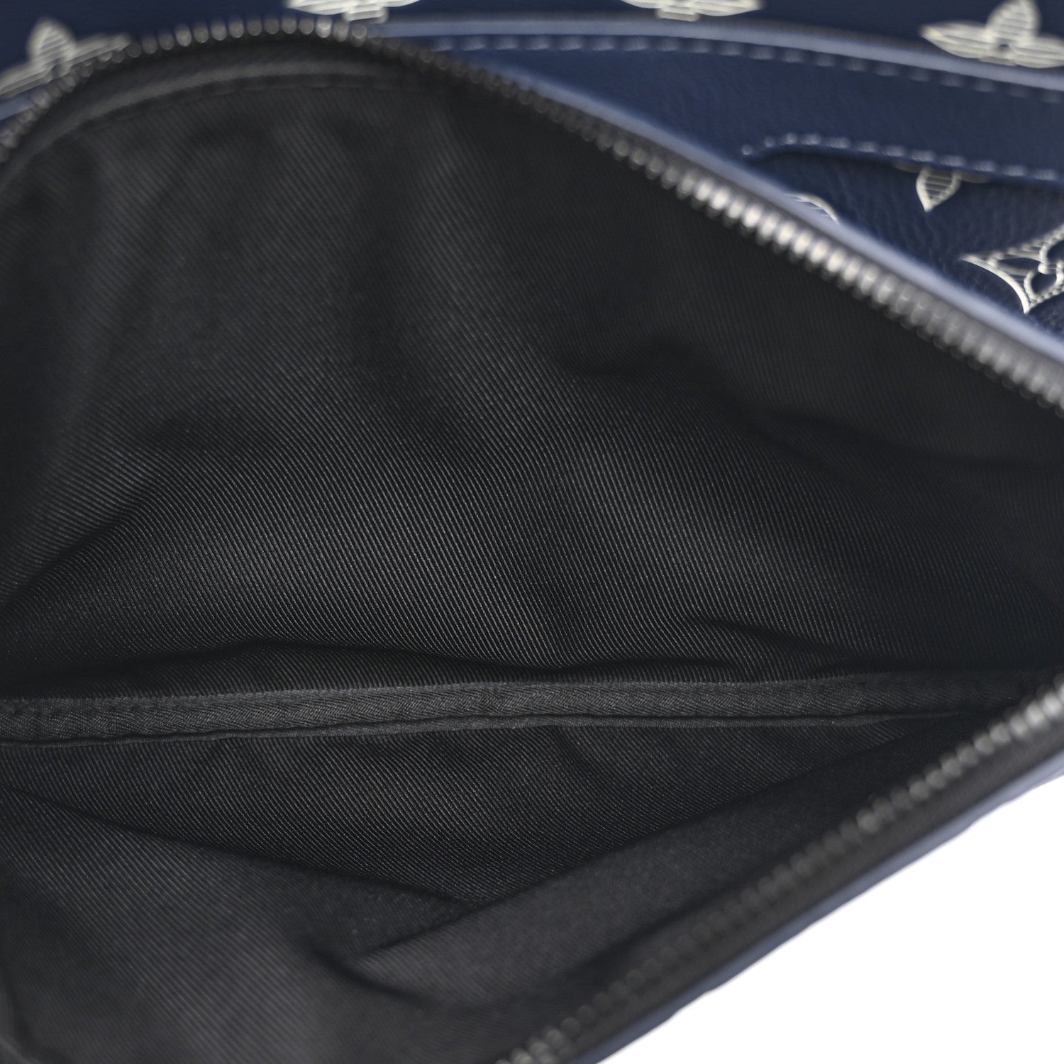 Calfskin Monogram Shadow Trio Messenger Navy White