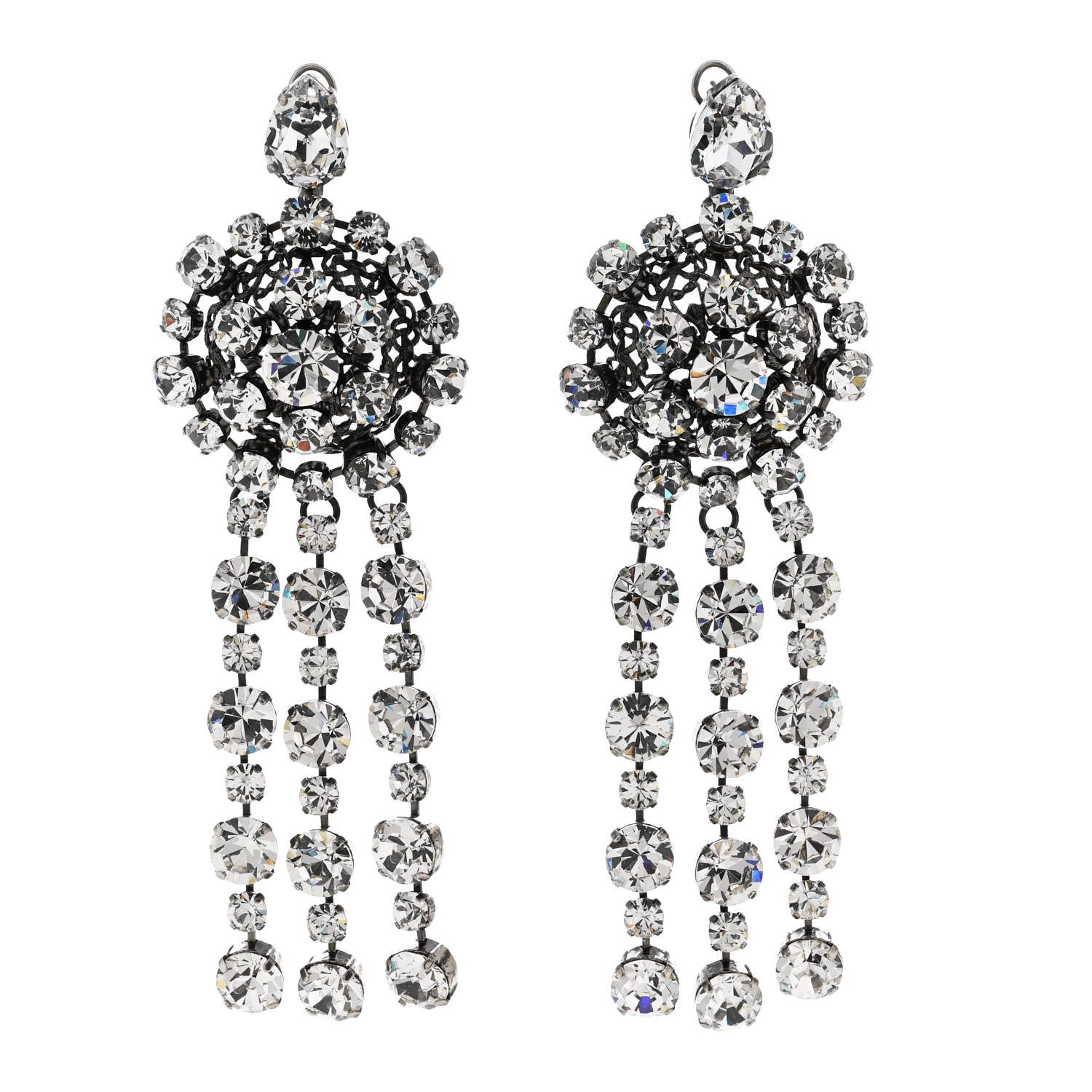 Metal Crystal Drop Earrings