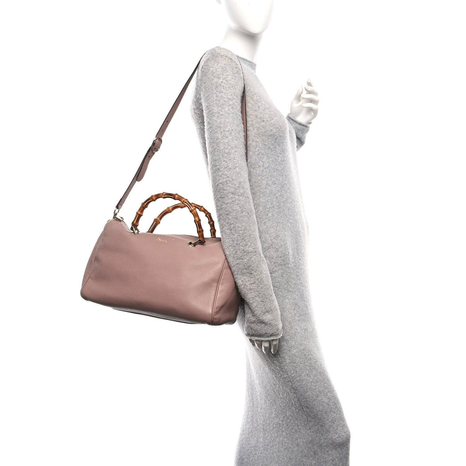 Calfskin Bamboo Medium Shopper Boston Pink