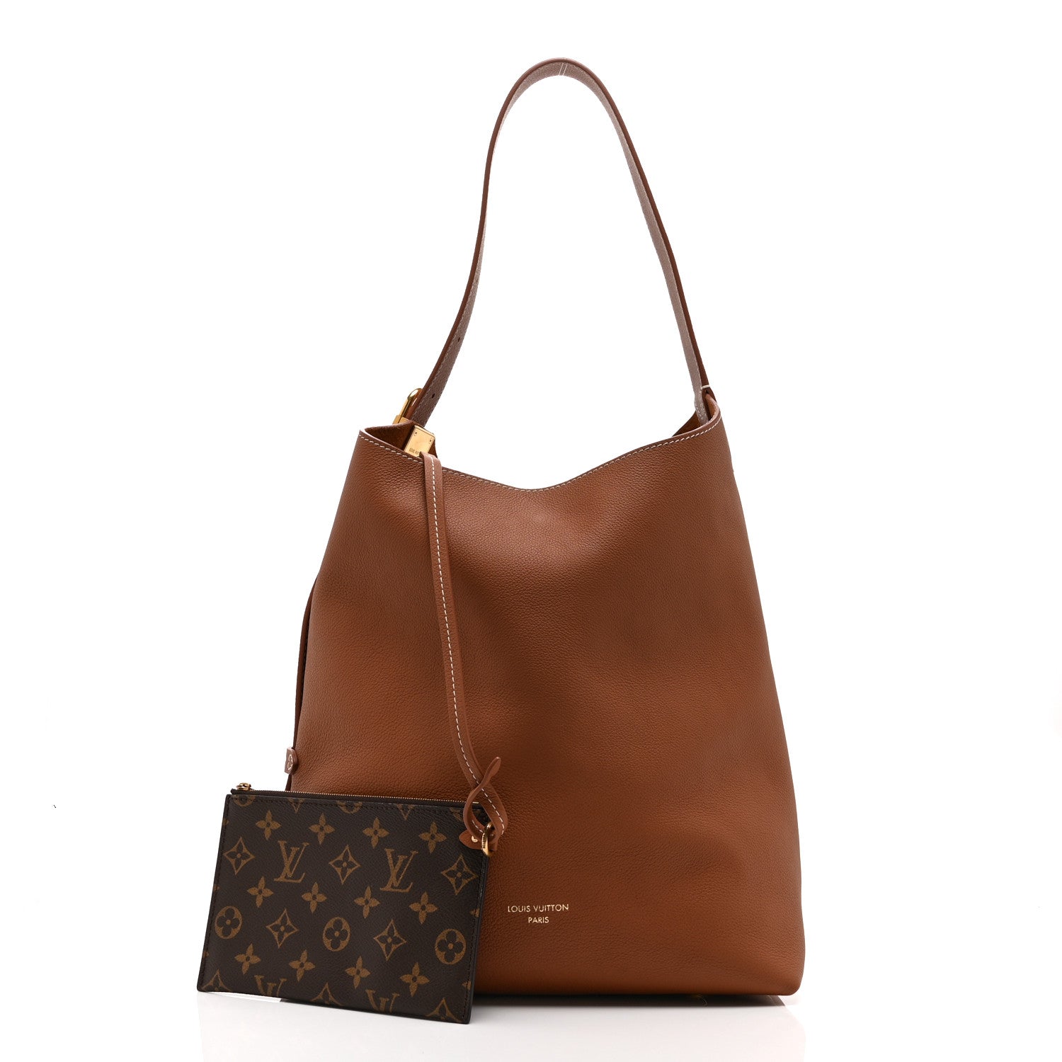 Grained Calfskin Low Key Hobo MM Cognac