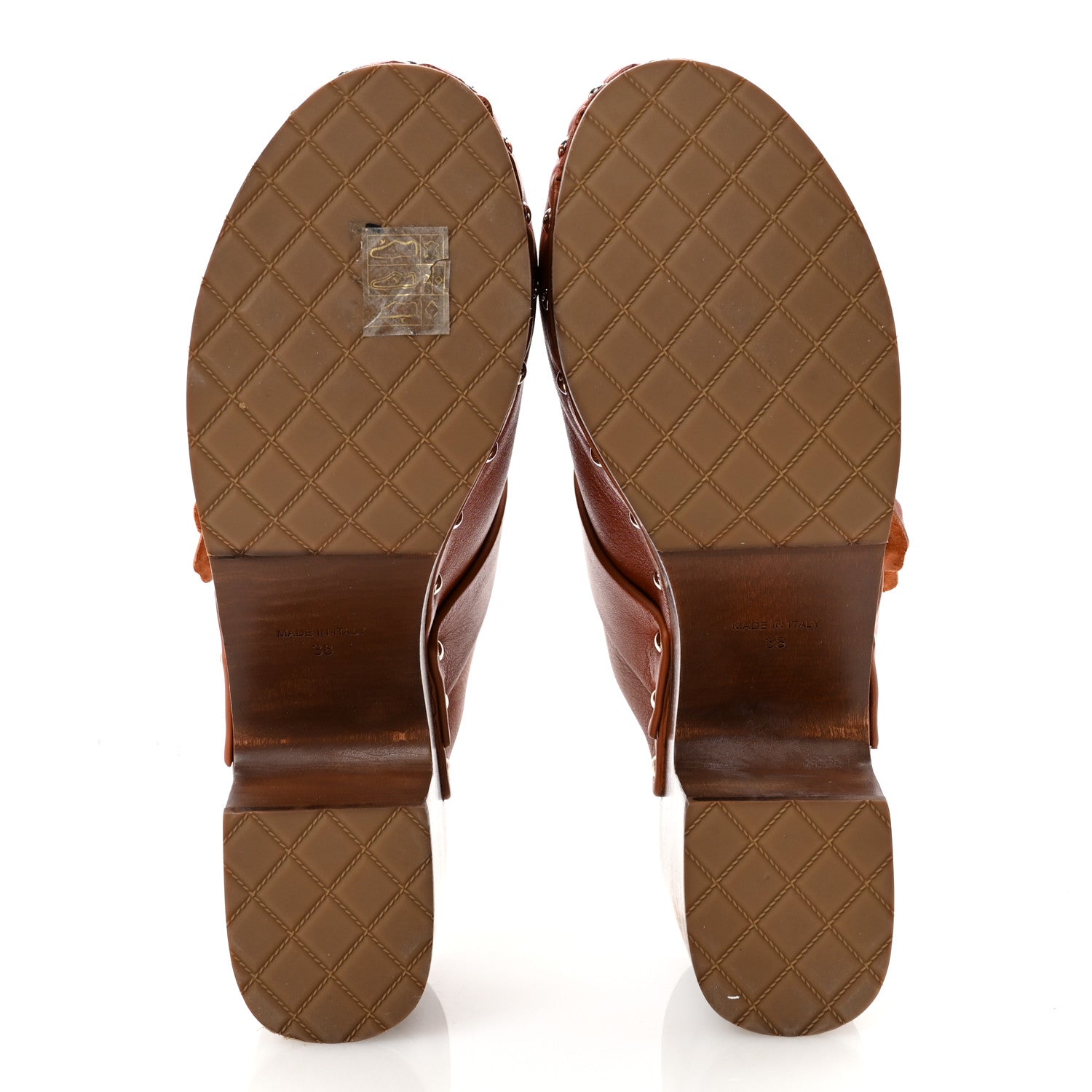 Calfskin Camellia Clogs 38 Brown