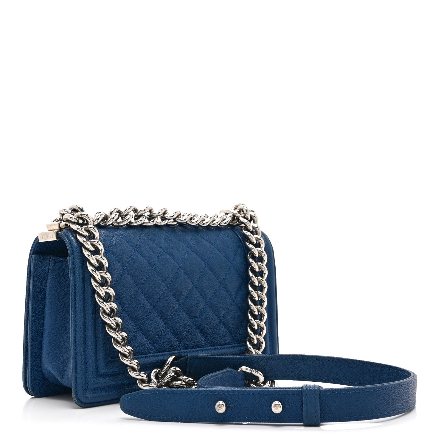 Caviar Quilted Small Boy Flap Blue