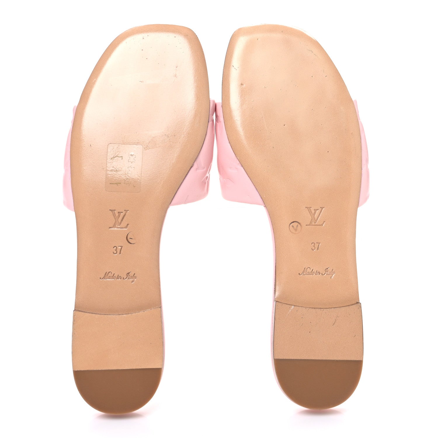 Lambskin Embossed Monogram Revival Flat Mules 37 Light Pink