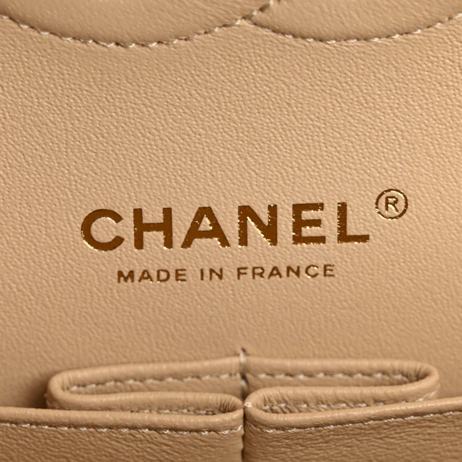 Caviar Quilted Medium Double Flap Beige