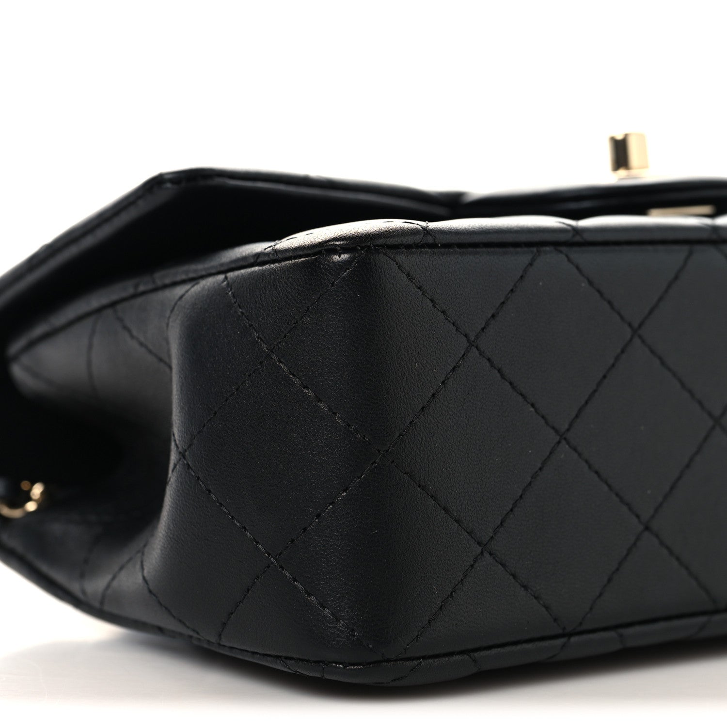 Lambskin Quilted Mini Top Handle Rectangular Flap Black