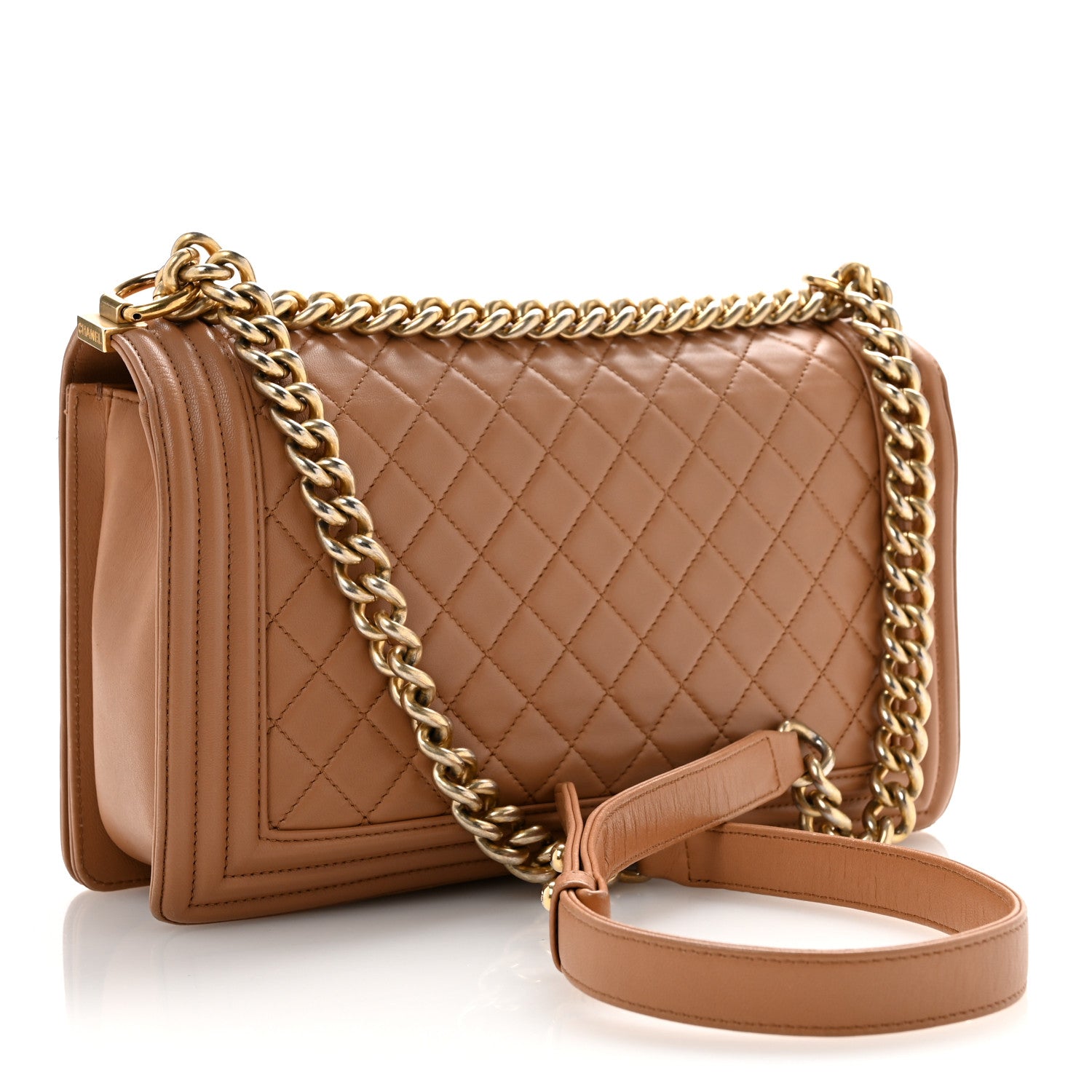 Lambskin Quilted New Medium Boy Flap Dark Beige