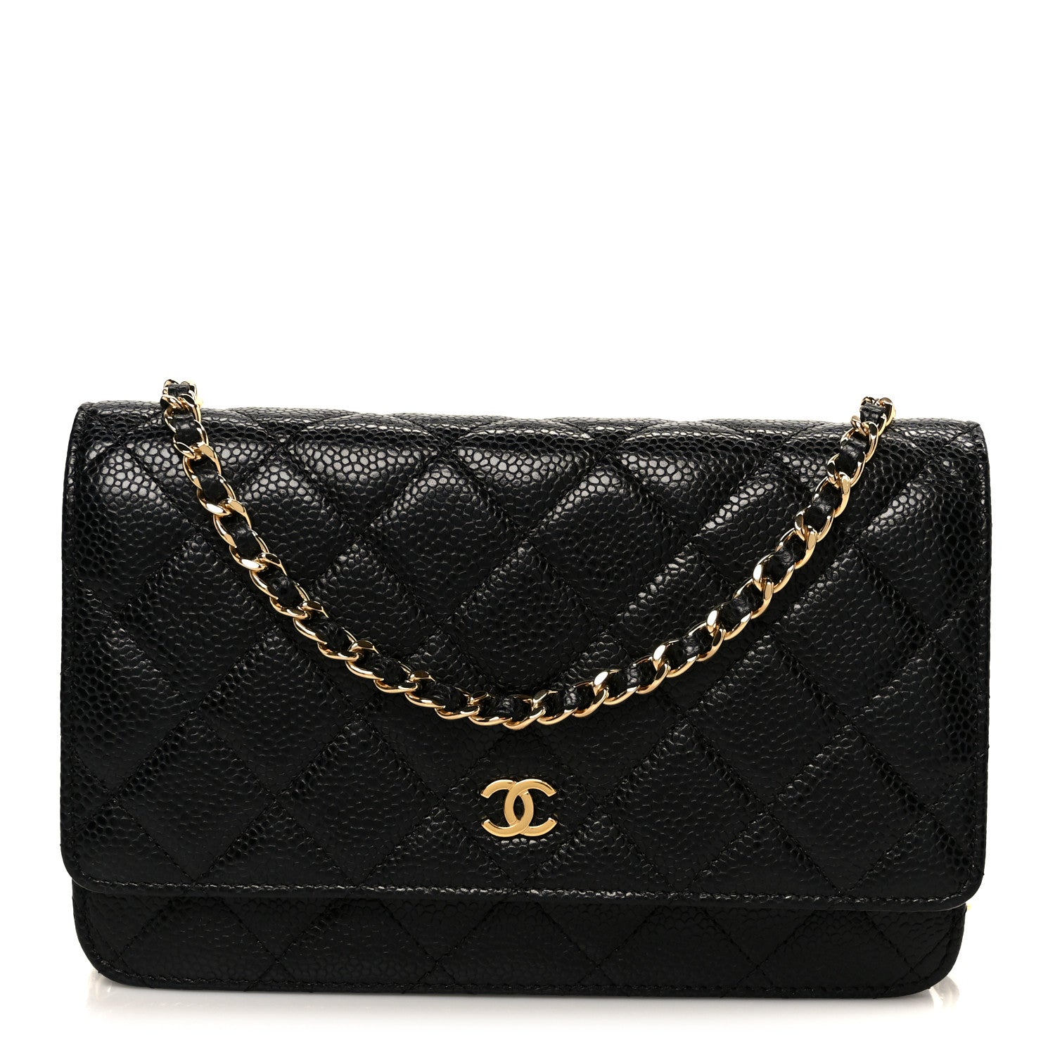 Caviar Quilted Wallet on Chain WOC Black