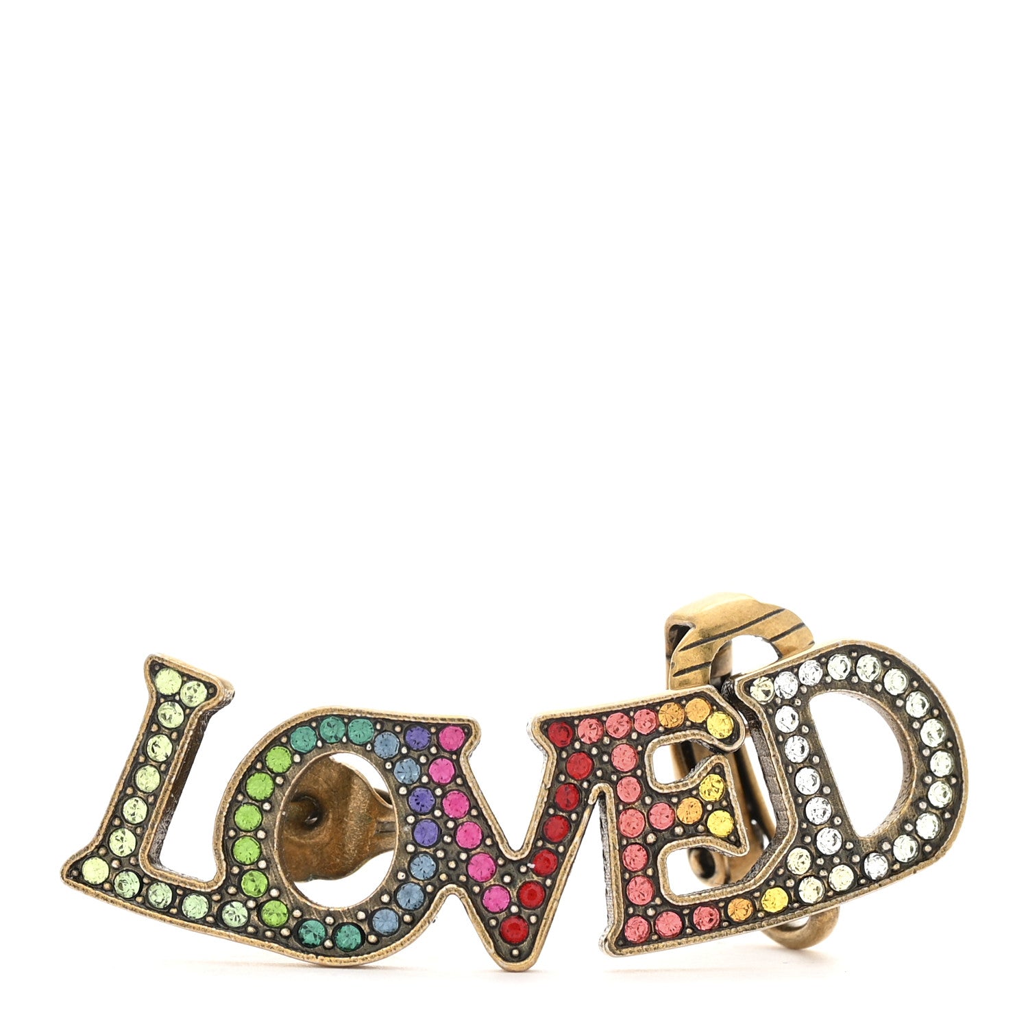Gold Crystal Loved Ear Cuff Earring Multicolor