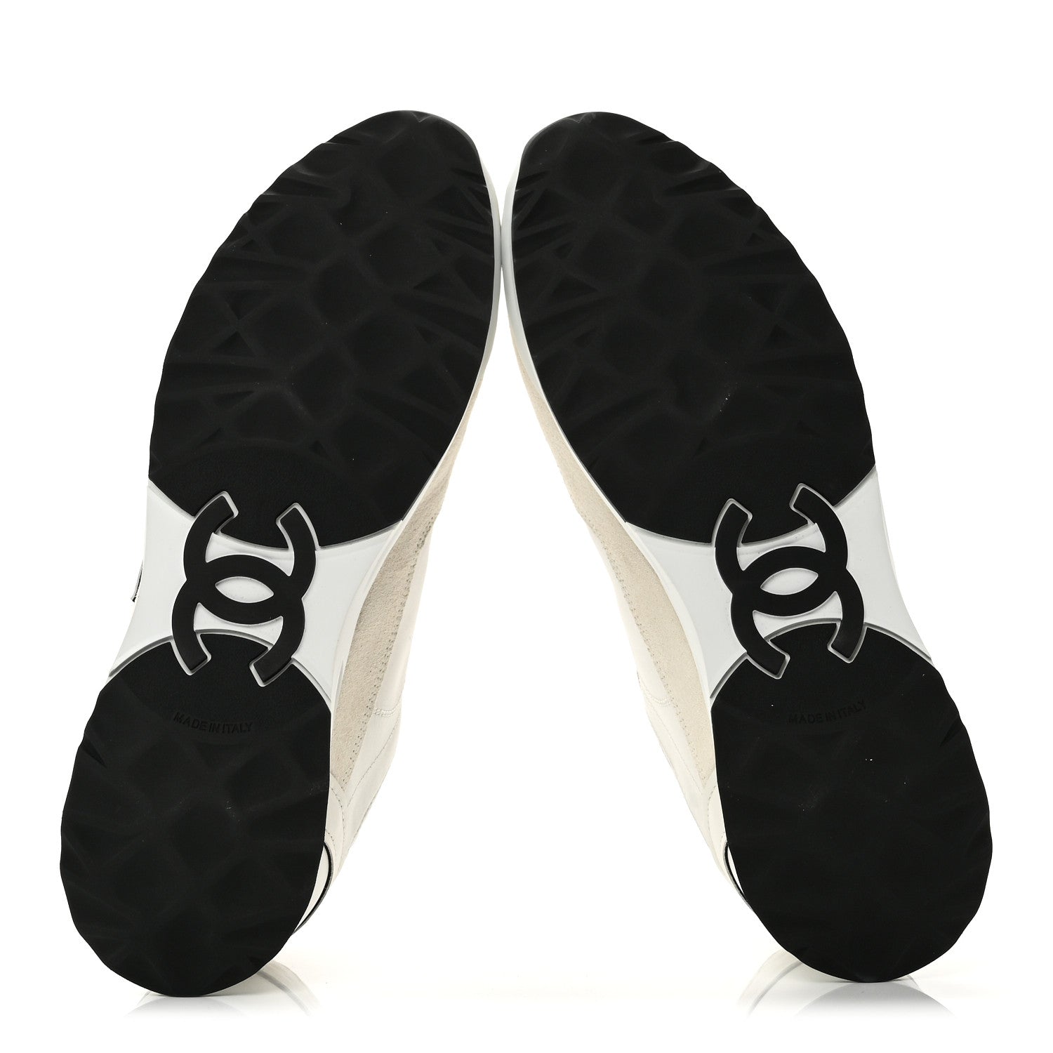Calfskin Suede CC Mens Sneakers 43 White Beige Black