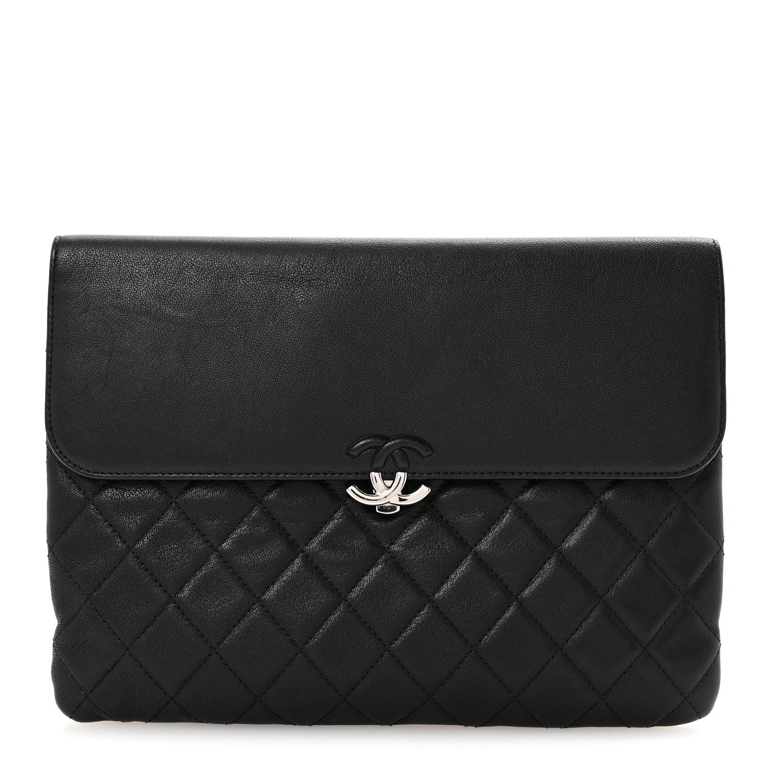 Goatskin Quilted CC Box Pouch Black