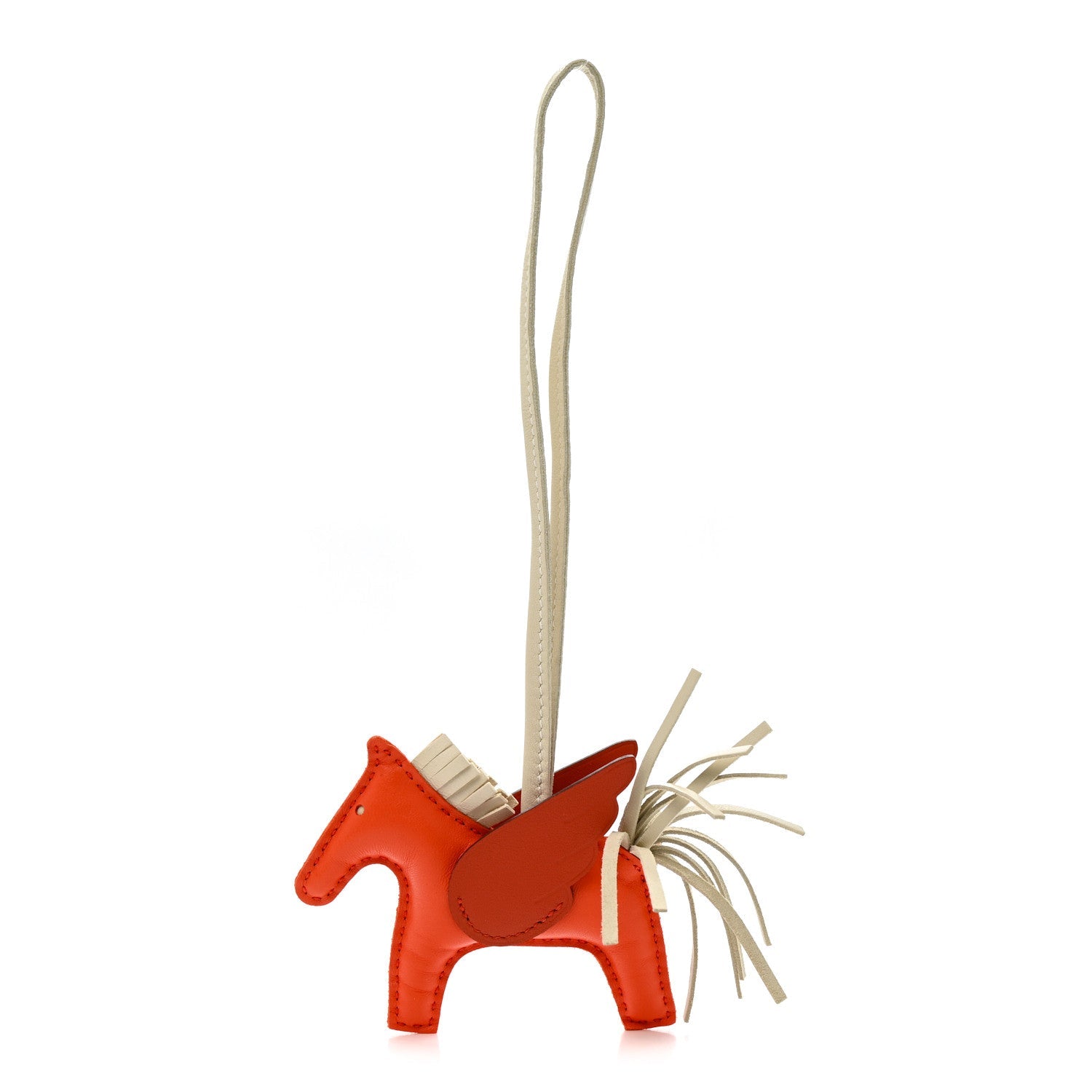 Milo Lambskin Grigri Rodeo Pegase Horse Bag Charm PM Orange Poppy Craie Terre Battue