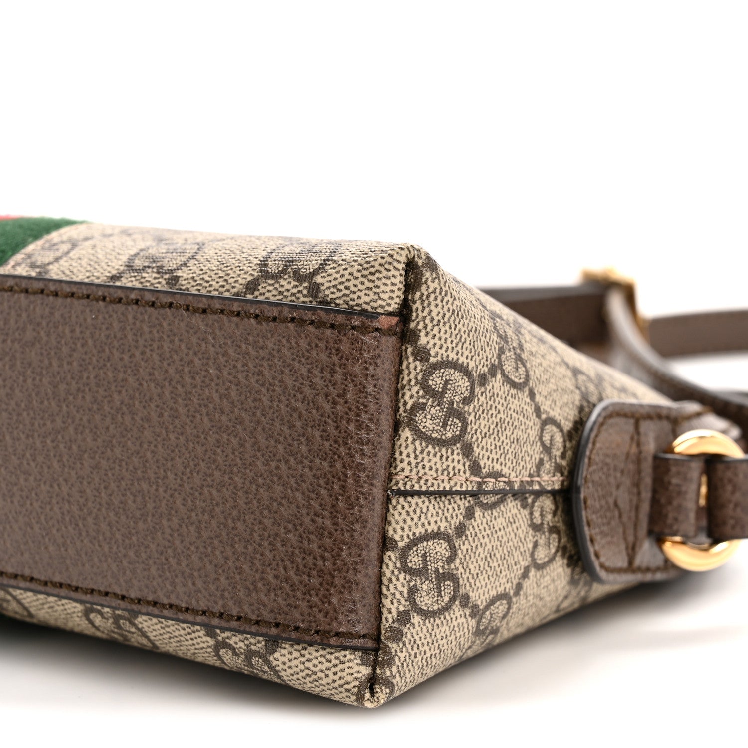 GG Supreme Monogram Textured Dollar Calfskin Web Small Ophidia Dome Shoulder Bag Beige Ebony New Acero
