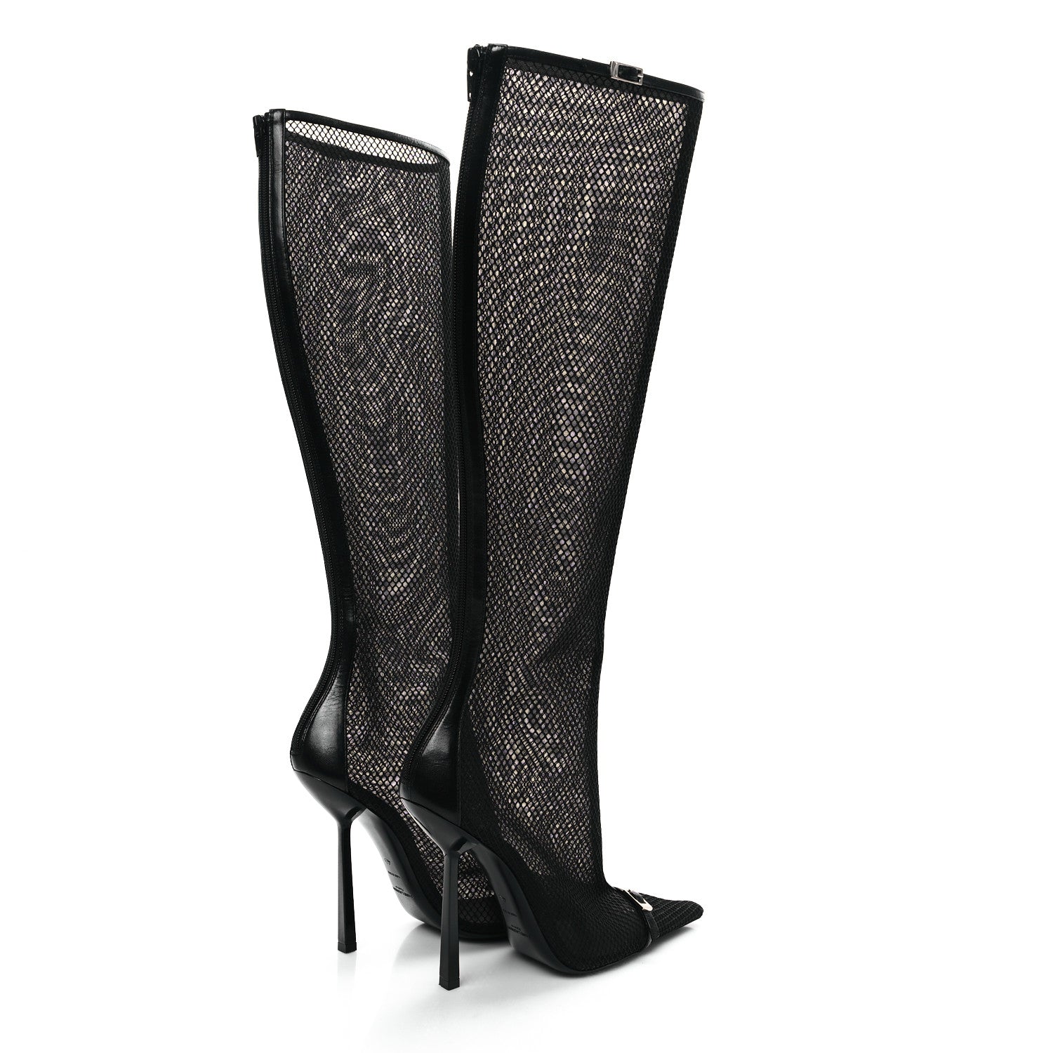 Mesh Oxails Knee High Boots 40 Black