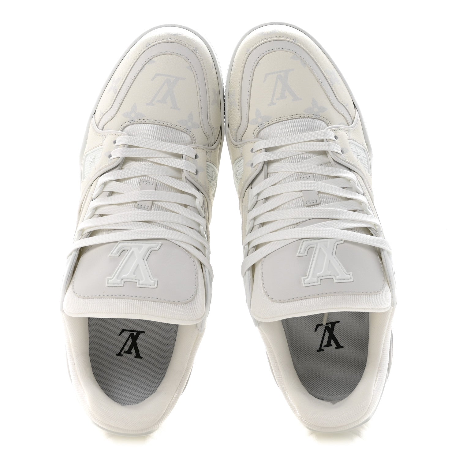 Calfskin Monogram Mens LV Trainer Sneakers 7 White