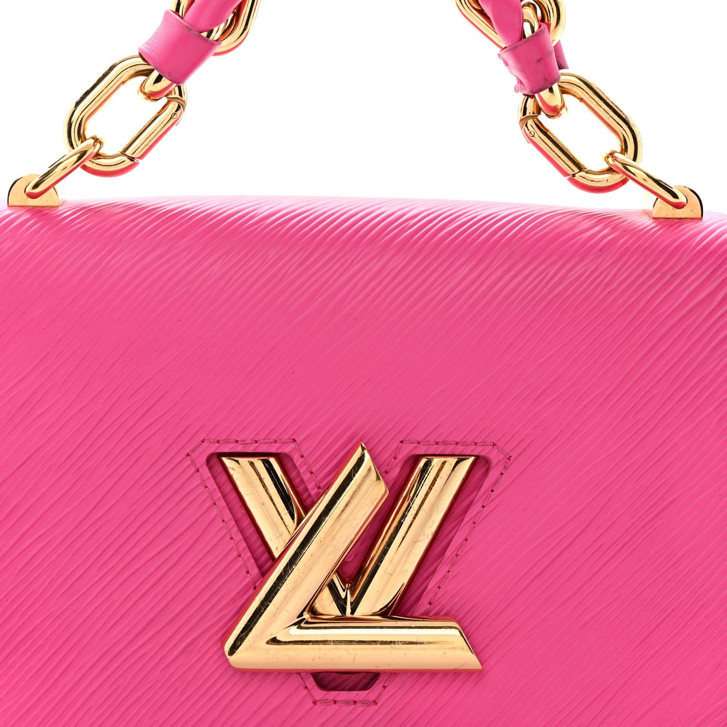 Epi Twist Braided Chain Shoulder Bag PM Rose Miami Pink