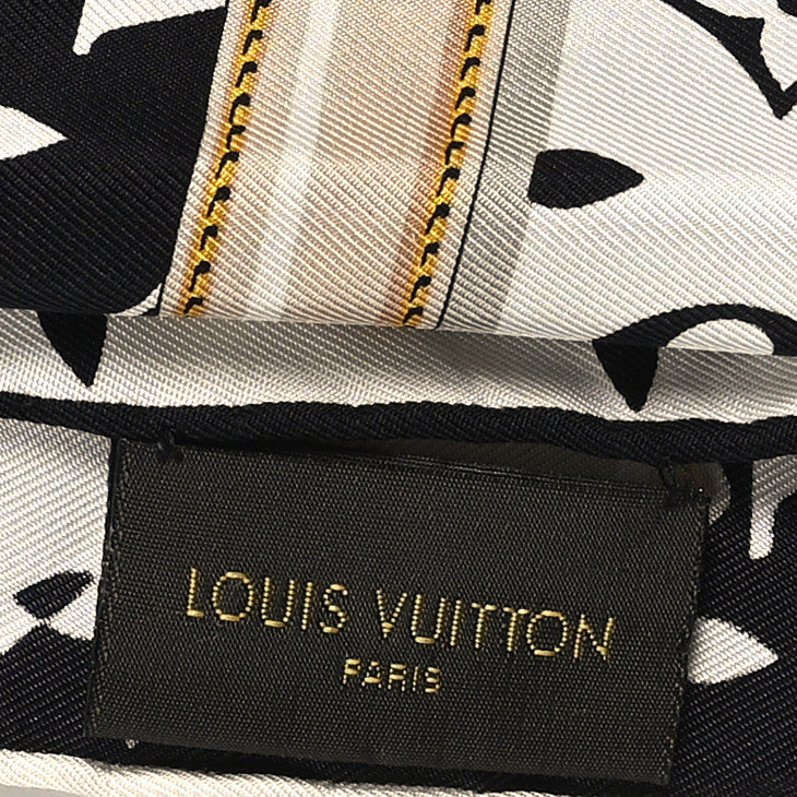 Silk Monogram Confidential Square 45 Scarf Black White