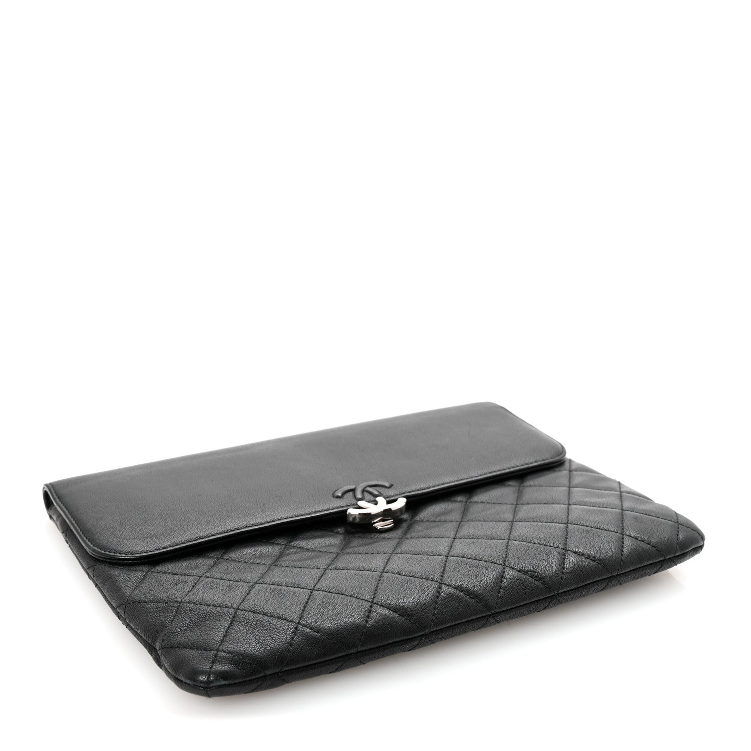 Goatskin Quilted CC Box Pouch Black