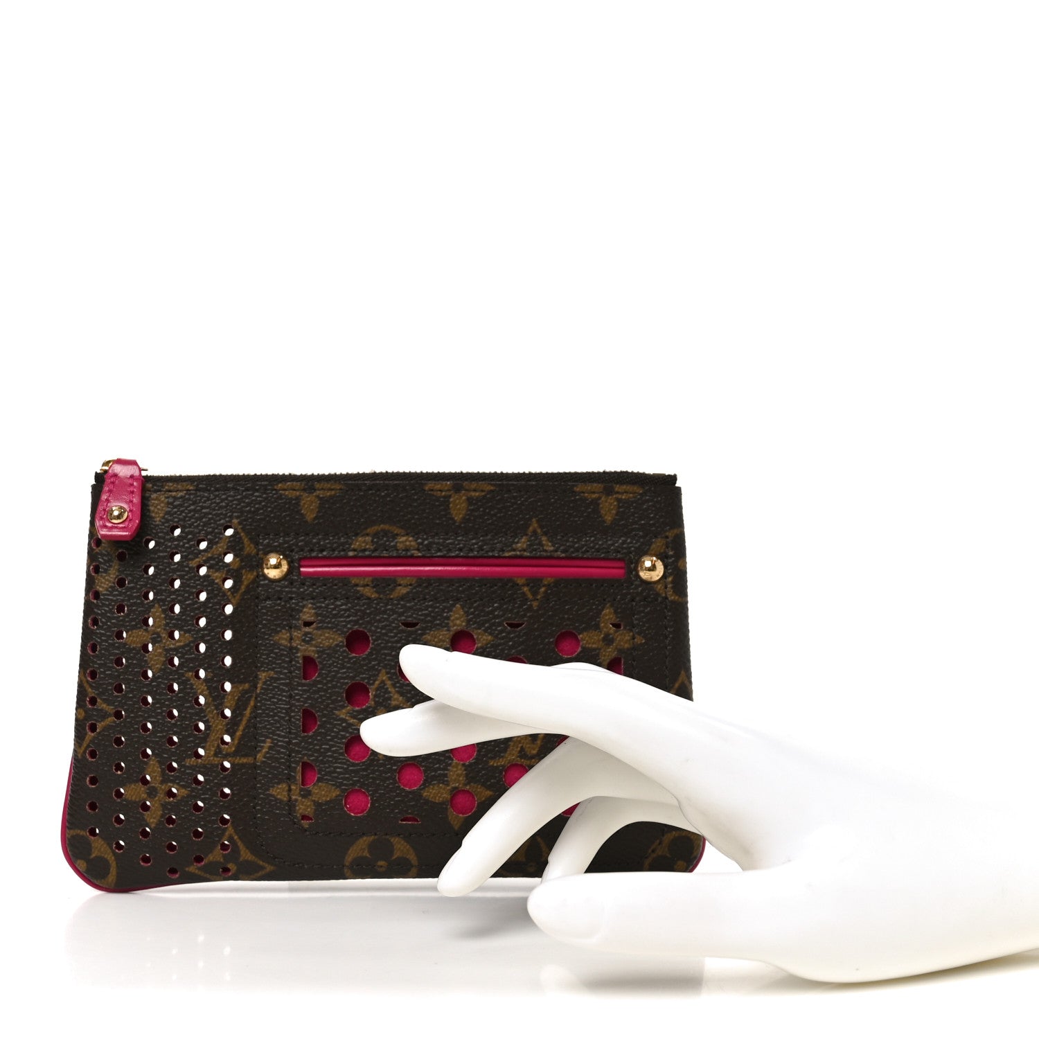 Monogram Perforated Pochette Plat Fuchsia