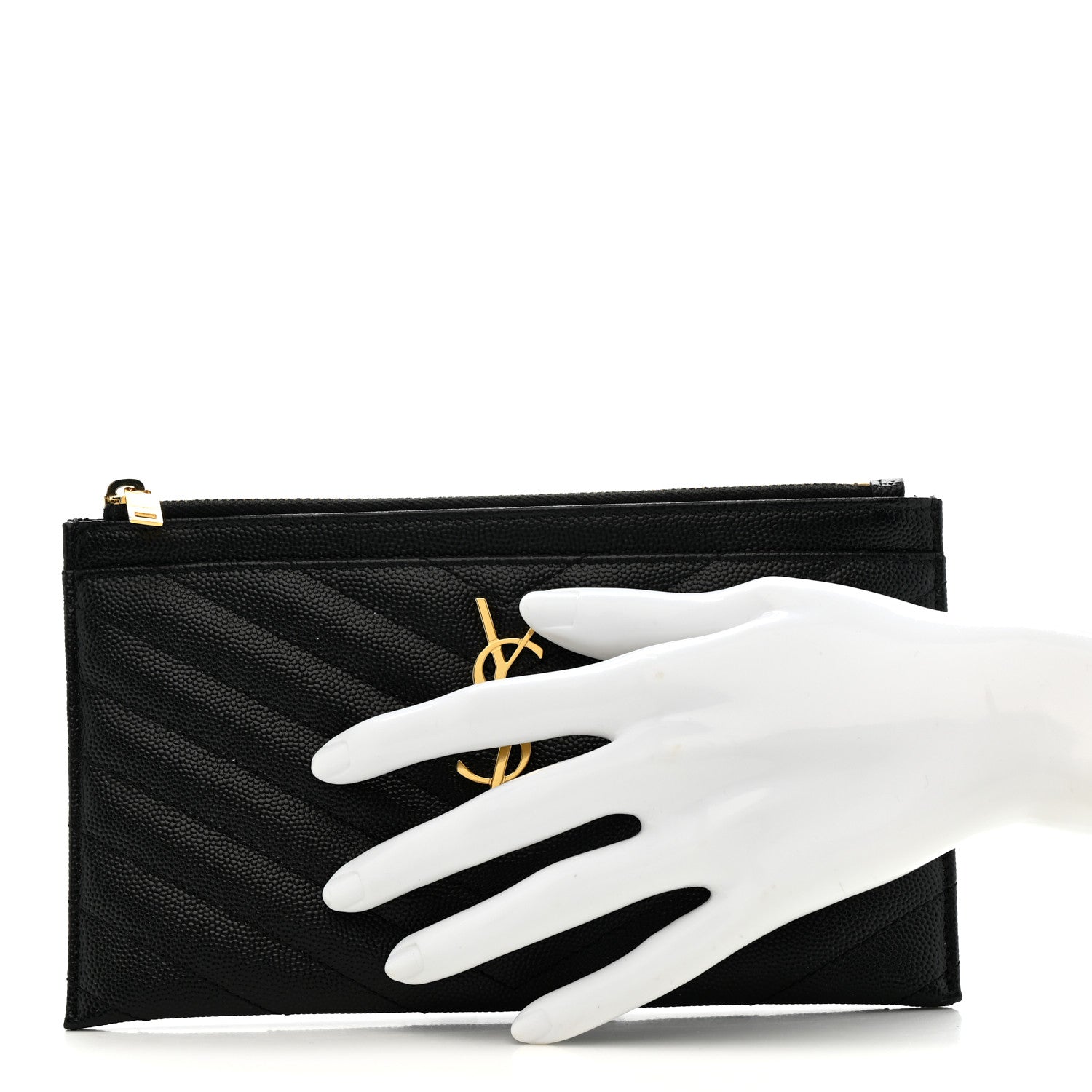 Grain De Poudre Chevron Monogram Bill Pouch Black