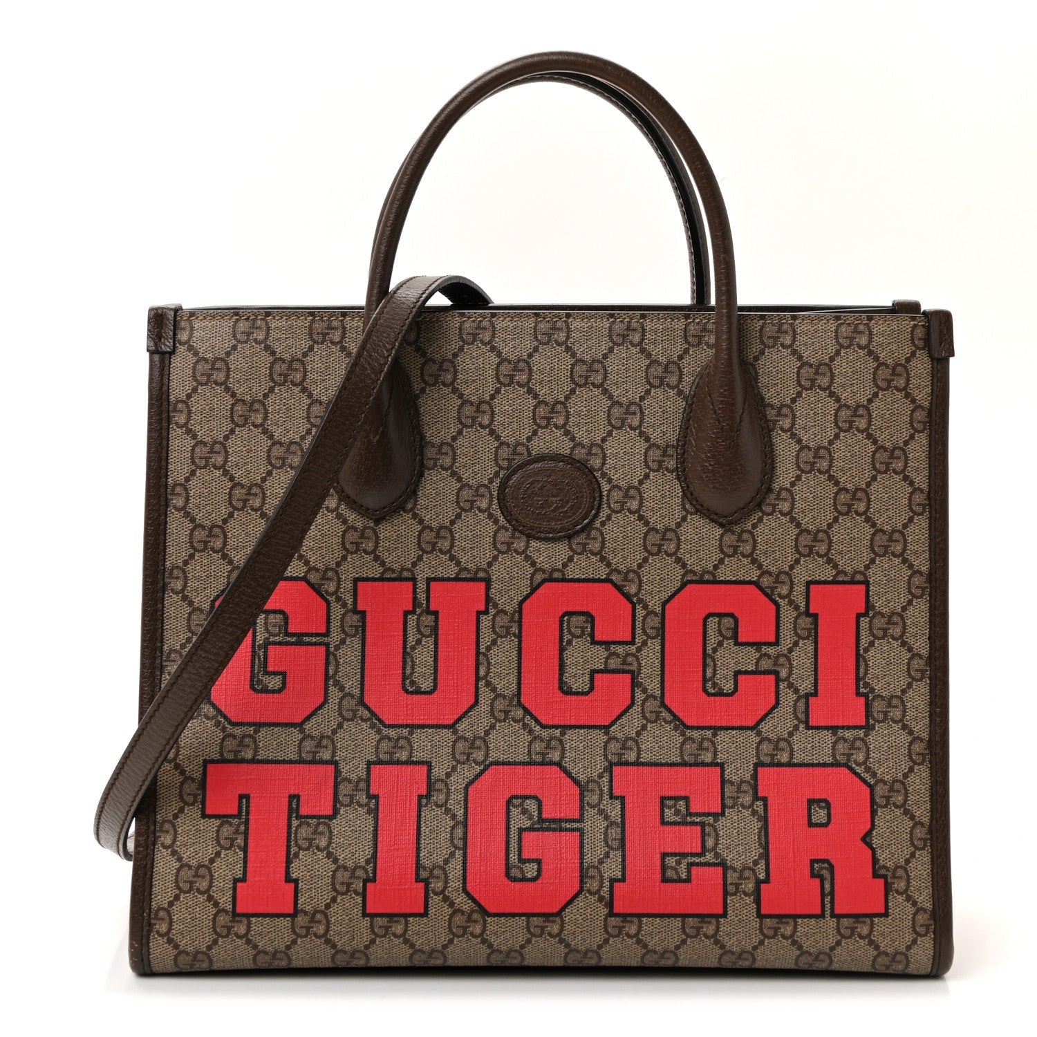 GG Supreme Monogram Textured Dollar Calfskin Web Gucci Tiger Small Retro Interlocking G Tote Bag Beige Ebony Live Red New Shamarock New Acero