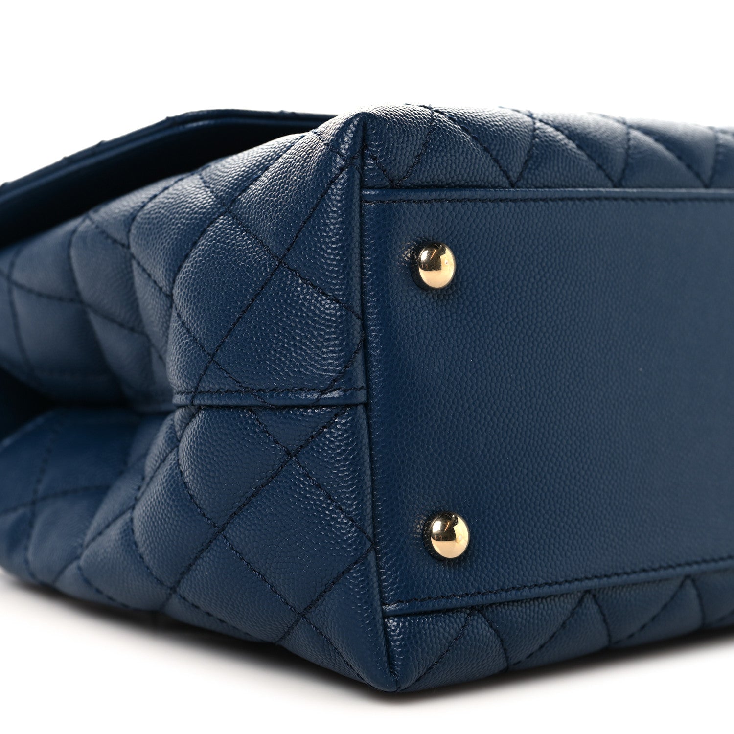 Caviar Lizard Embossed Quilted Small Coco Handle Flap Dark Blue