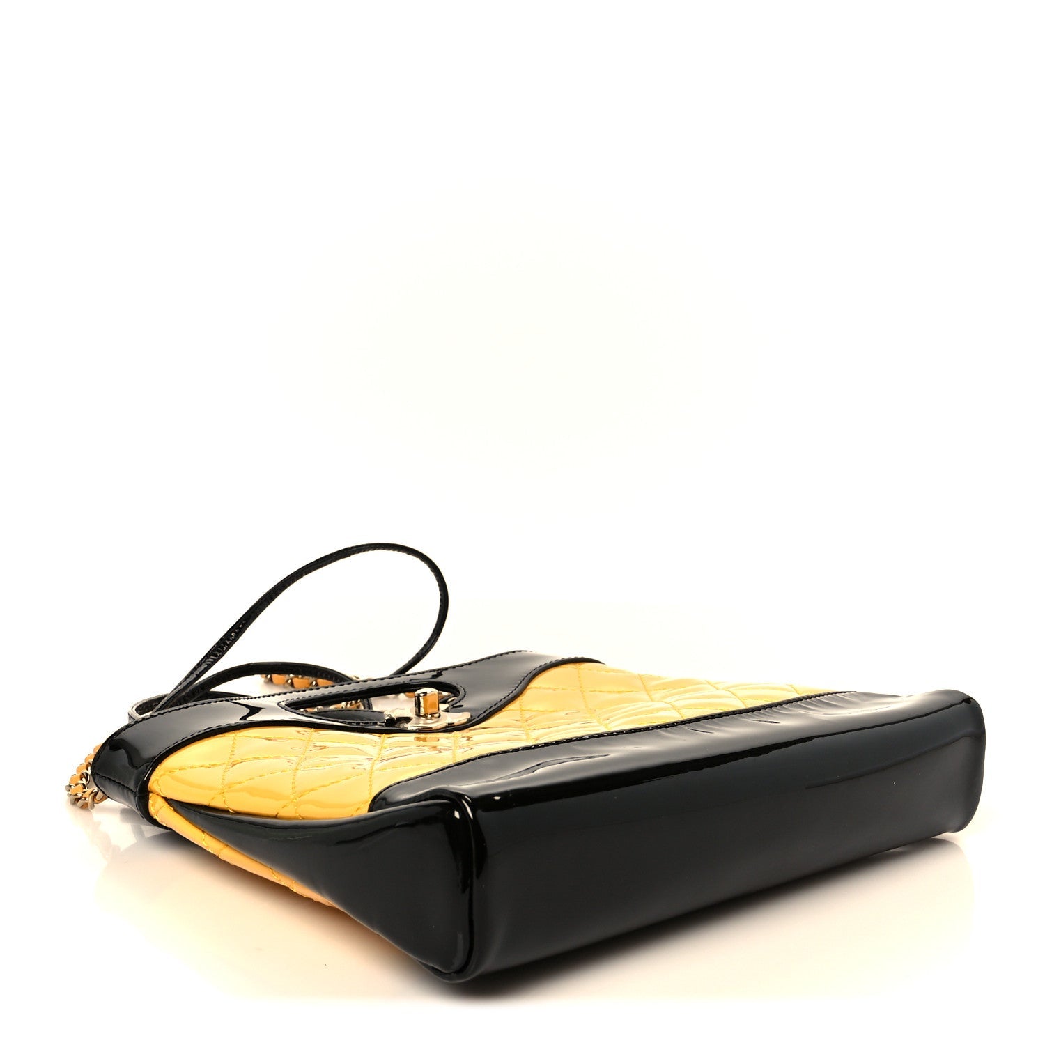 Patent Calfskin Quilted Mini 31 Shopping Bag Yellow Black