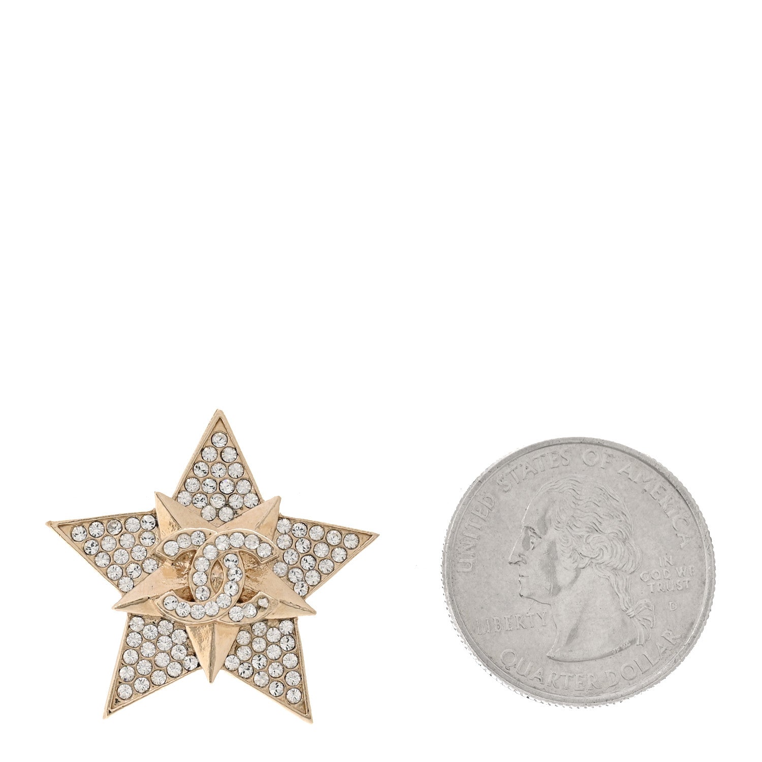 Crystal CC Star Brooch Gold