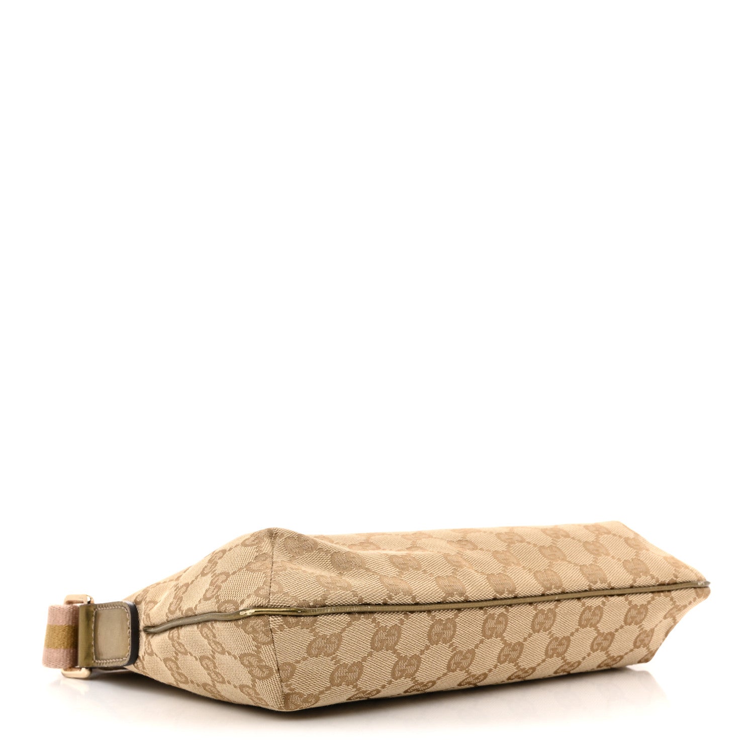 Metallic Monogram Web Small Flat Messenger Crossbody Pink Gold