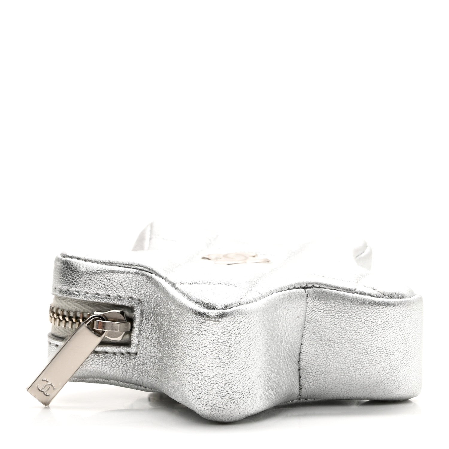 Metallic Lambskin Walk Of Fame Star Clip On Coin Purse Silver
