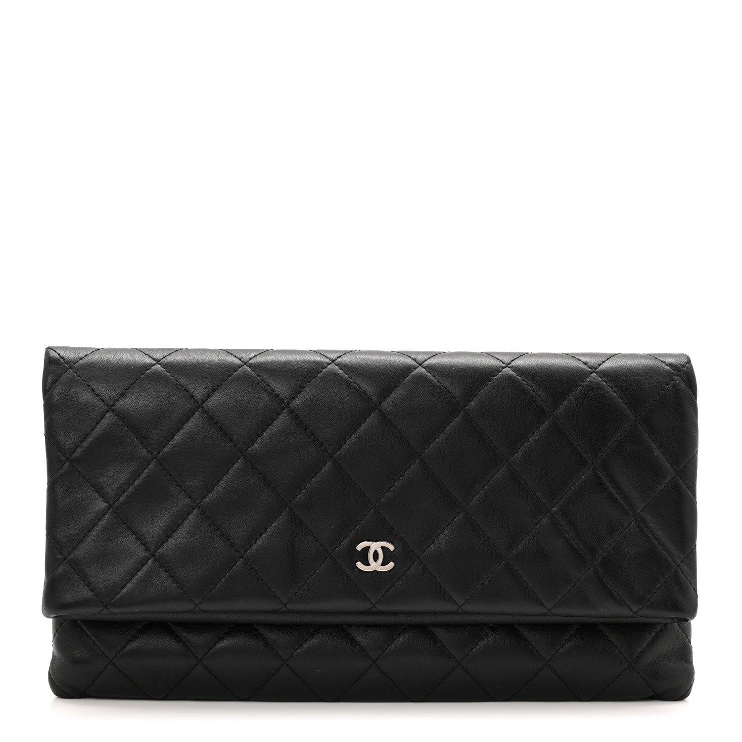 Lambskin Quilted CC Beauty Clutch Black