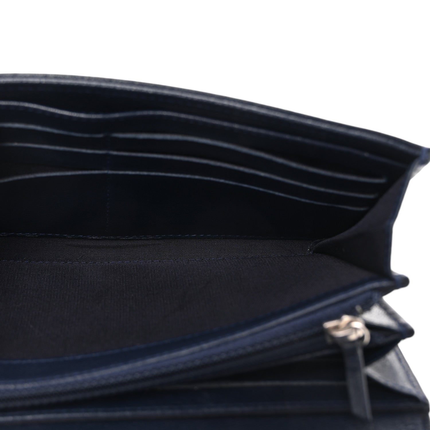 Sheepskin Chevron Quilted Mademoiselle Vintage Flap Wallet Navy
