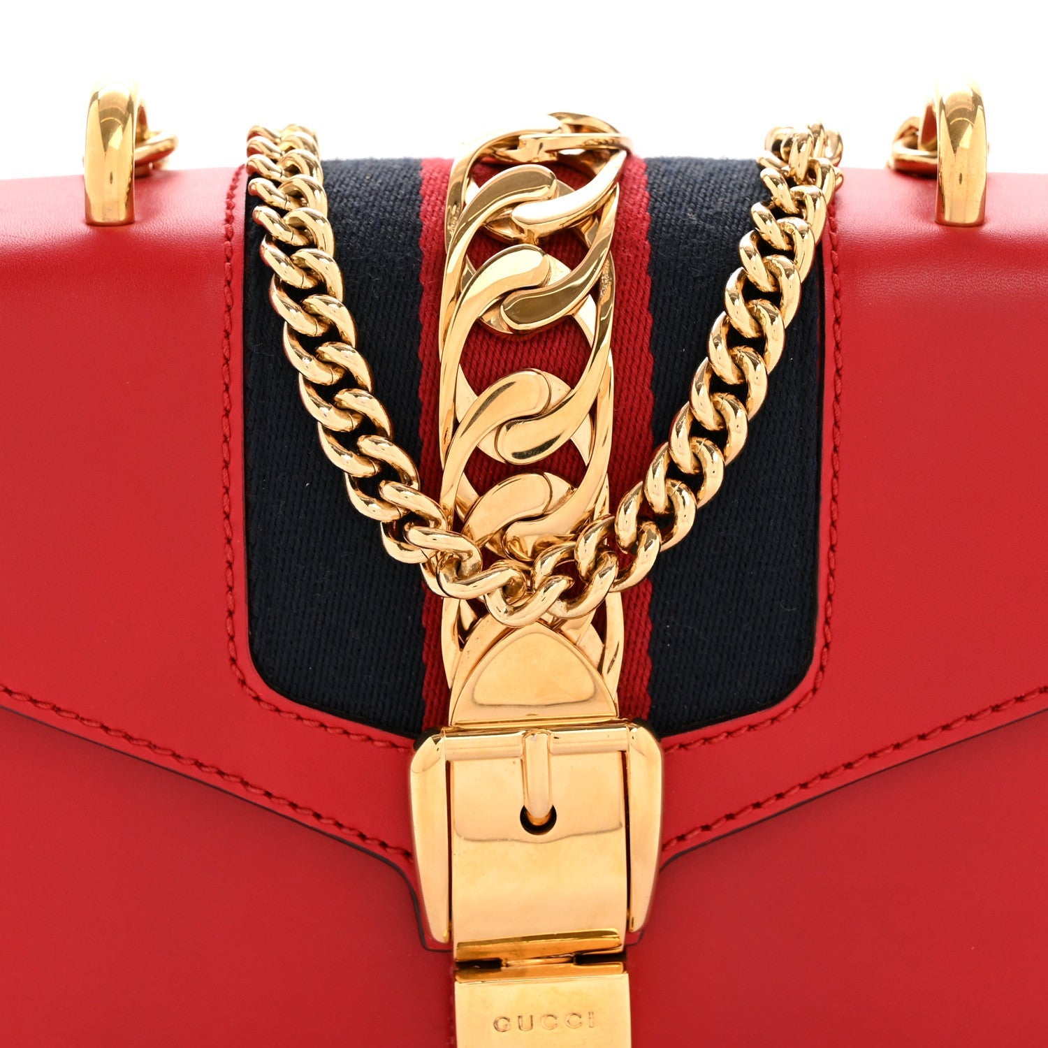 Calfskin Mini Sylvie Chain Shoulder Bag Hibiscus Red