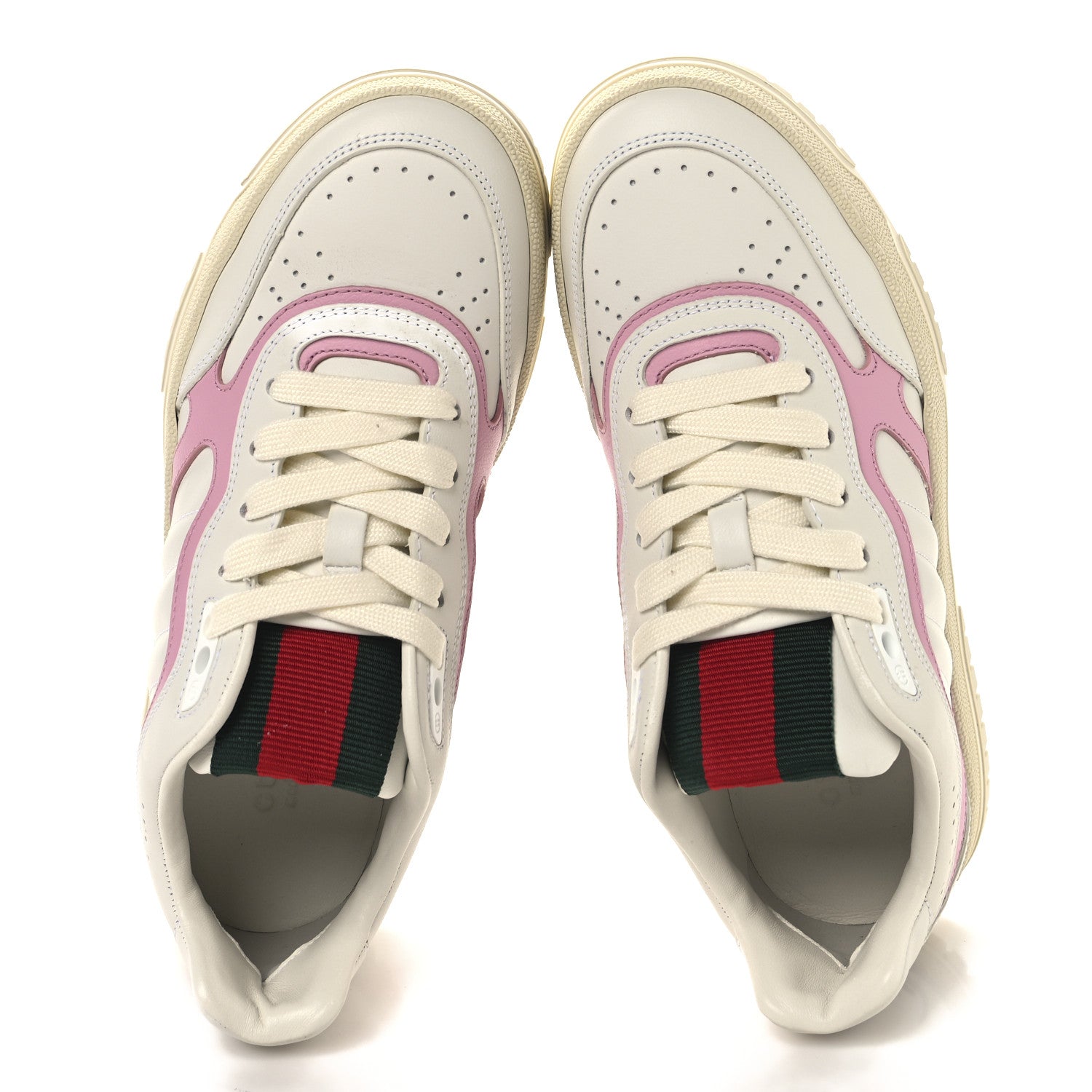 Calfskin Womens Re-Web Sneakers 36.5 White Pink