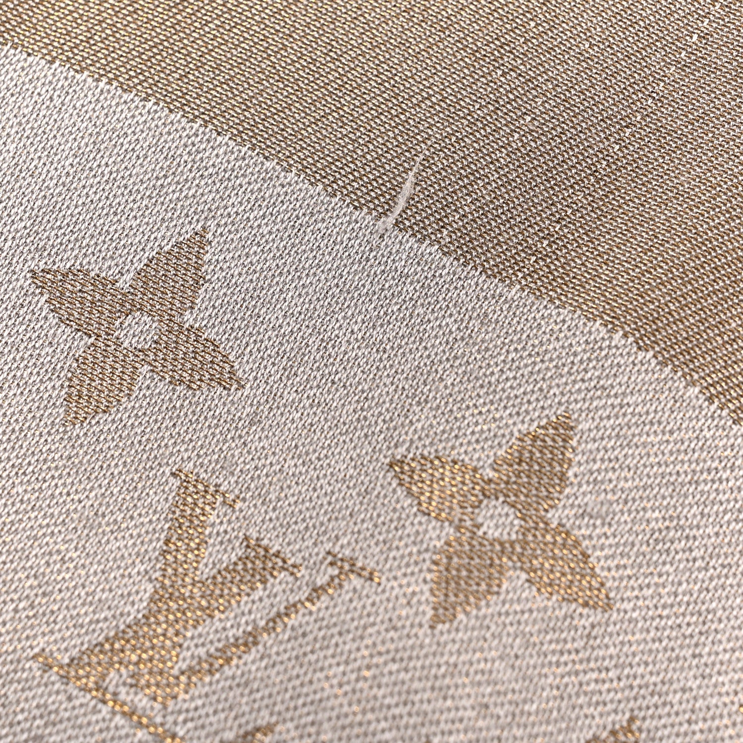 Silk Wool Monogram Shine Shawl Greige