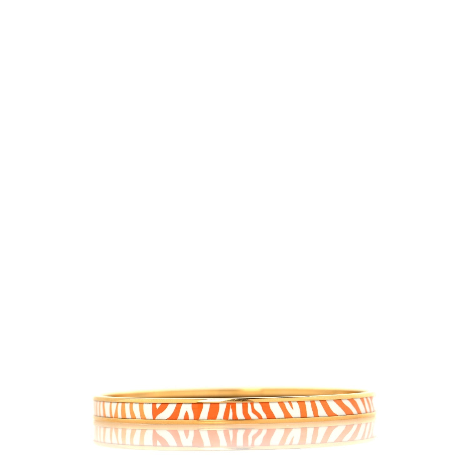 Enamel Printed Extra Narrow Zebres De Tanzanie Bracelet 65 Orange White