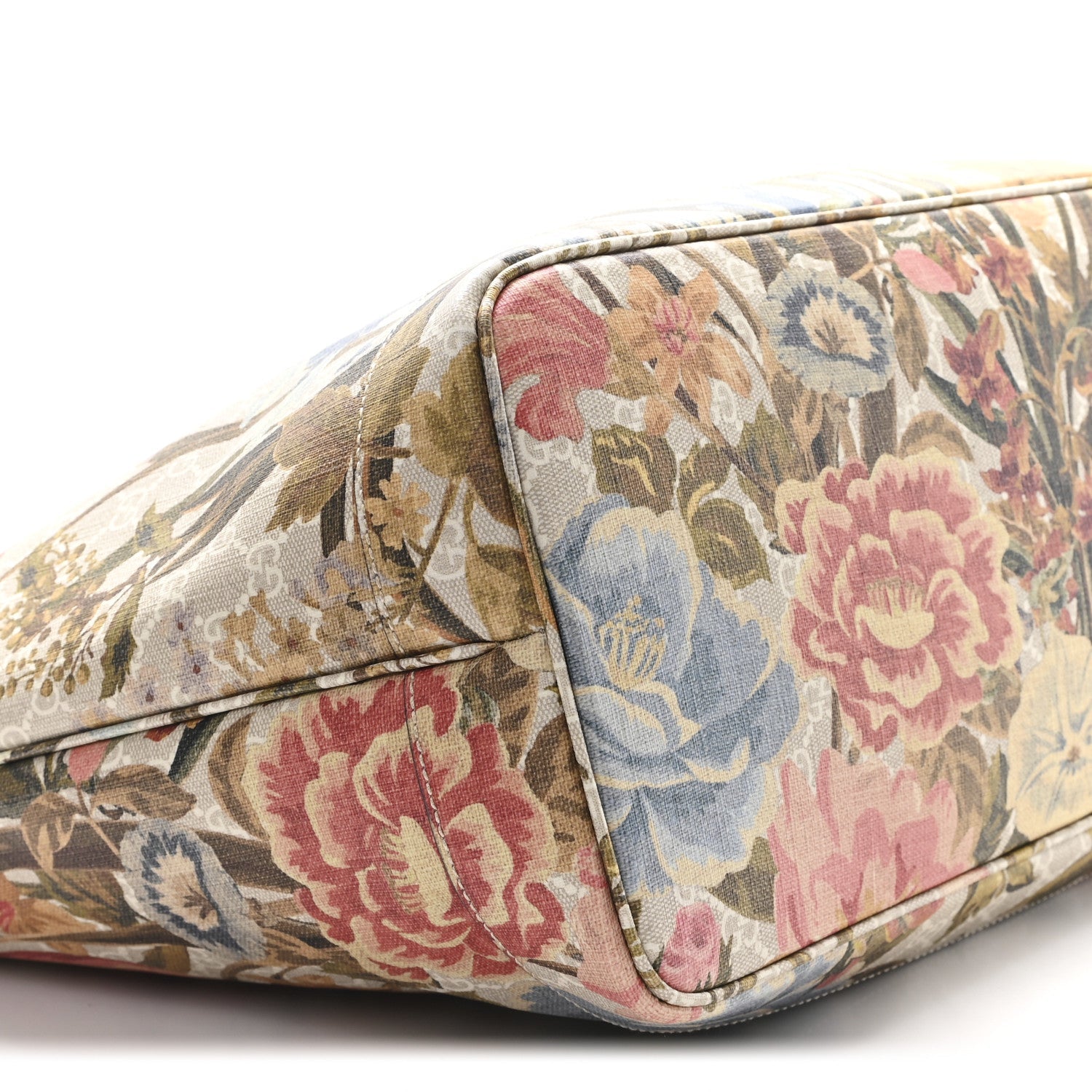 GG Supreme Monogram Water Flora Web Large Ophidia Tote Beige White Multicolor