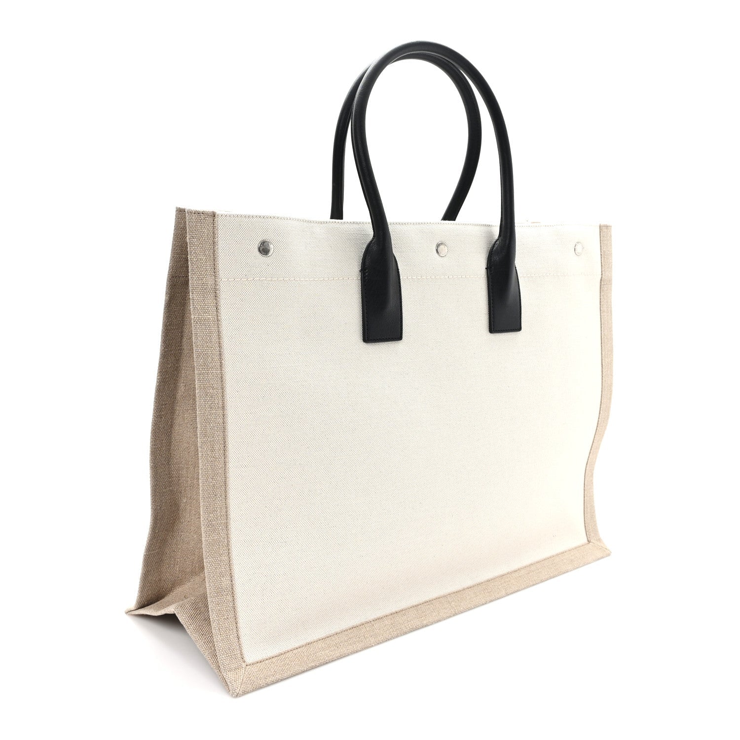 Linen Calfskin Rive Gauche Tote Optic White